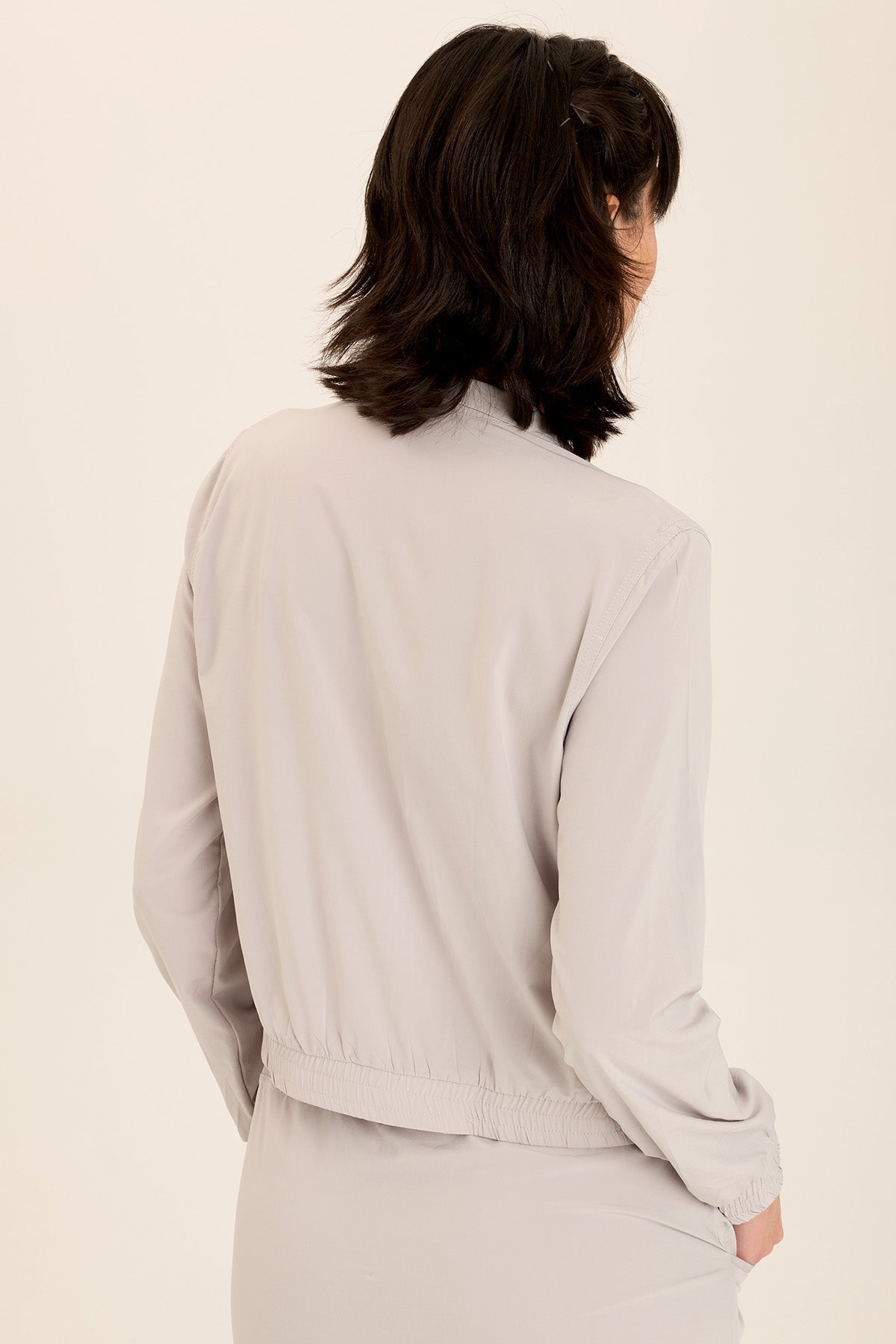 Quinn Active Ruched Bomber Jacket - Women's Lightweight Stretch Athletic Outerwear for Running, Yoga & Casual Wear