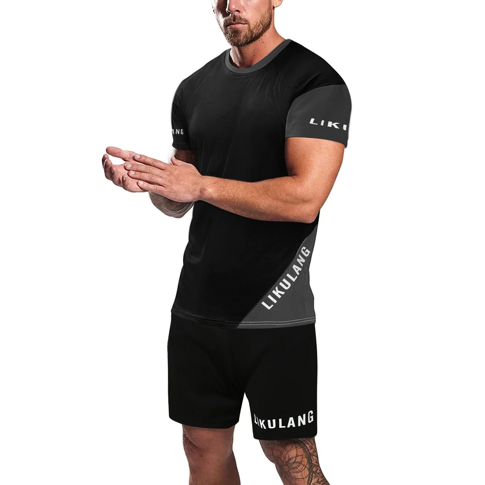 Men's Summer Tracksuit Set - Short Sleeve Shirt & Patchwork Shorts 2-Piece Outfit for Beach, Gym & Casual Wear | Breathable Comfort Athletic Suits