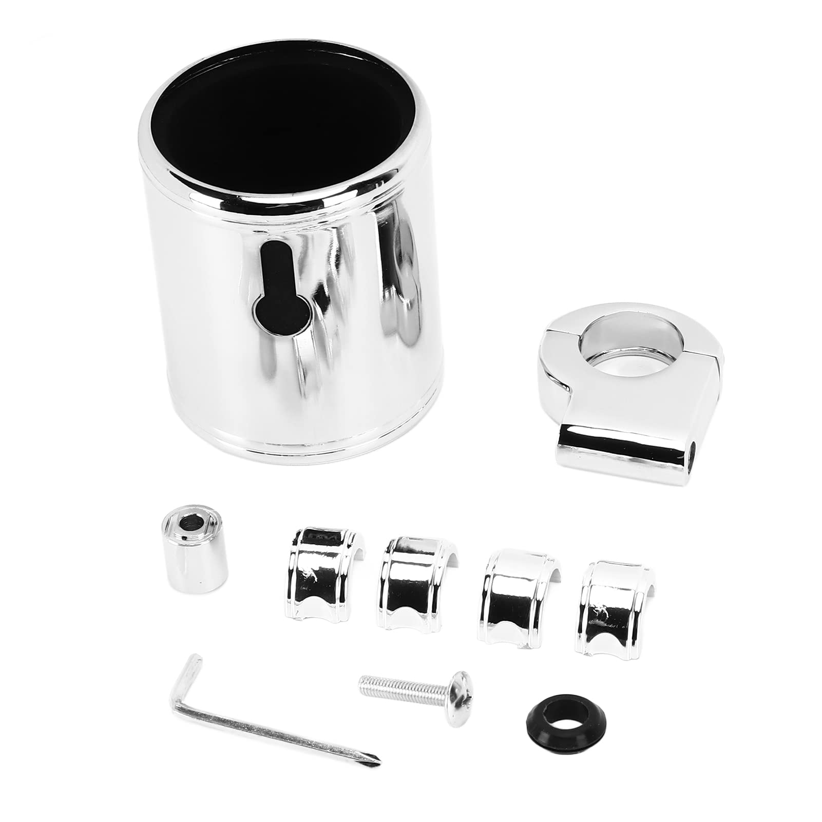 Universal Motorcycle ATV Cup Holder - Adjustable 22-32mm Handlebar Mount, Aluminum Alloy Chrome Mirror Polished - Perfect for Harley, Honda, Yamaha & Off-Road Adventures - Keep Drinks Secure While Riding