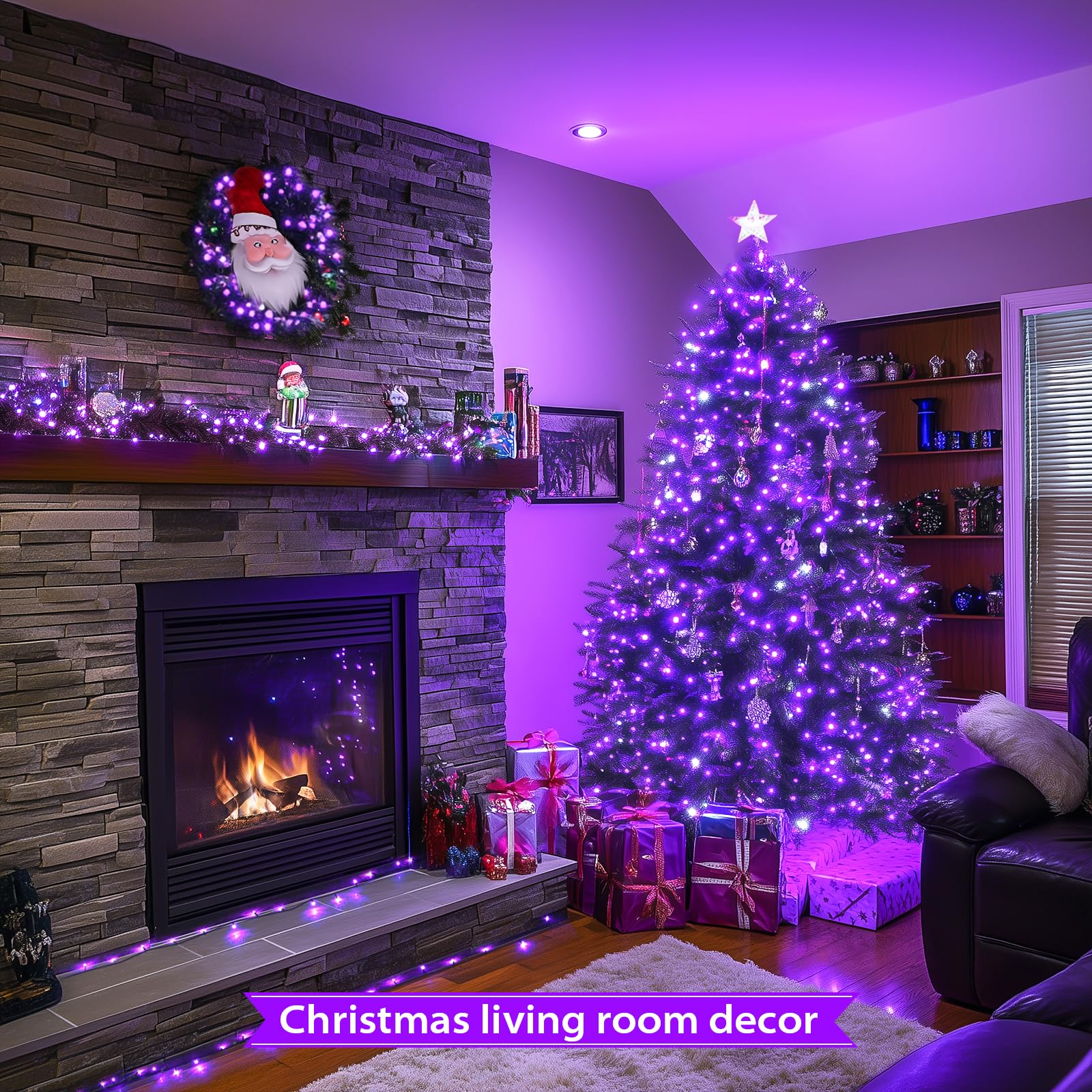 JMEXSUSS 500 LED Purple Christmas Lights - 173ft Waterproof Outdoor String Lights with 8 Lighting Modes | Green Wire Purple LED Lights for Christmas Tree, Indoor Party, House Decorations (Perfect for Holiday, Wedding, Garden & Patio Decor)