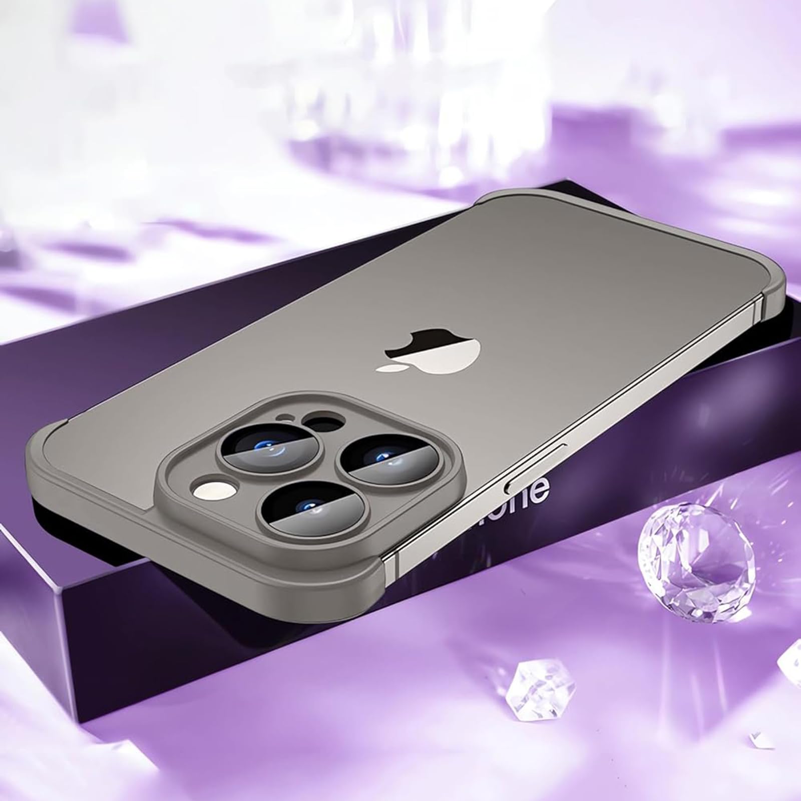 Slim Frameless Bumper Case for iPhone 16 Pro Max with Camera Lens Protector | MagSafe Compatible TPU Case | Titanium Gray | Minimalist Design | Perfect for Daily Use, Work & Travel Protection