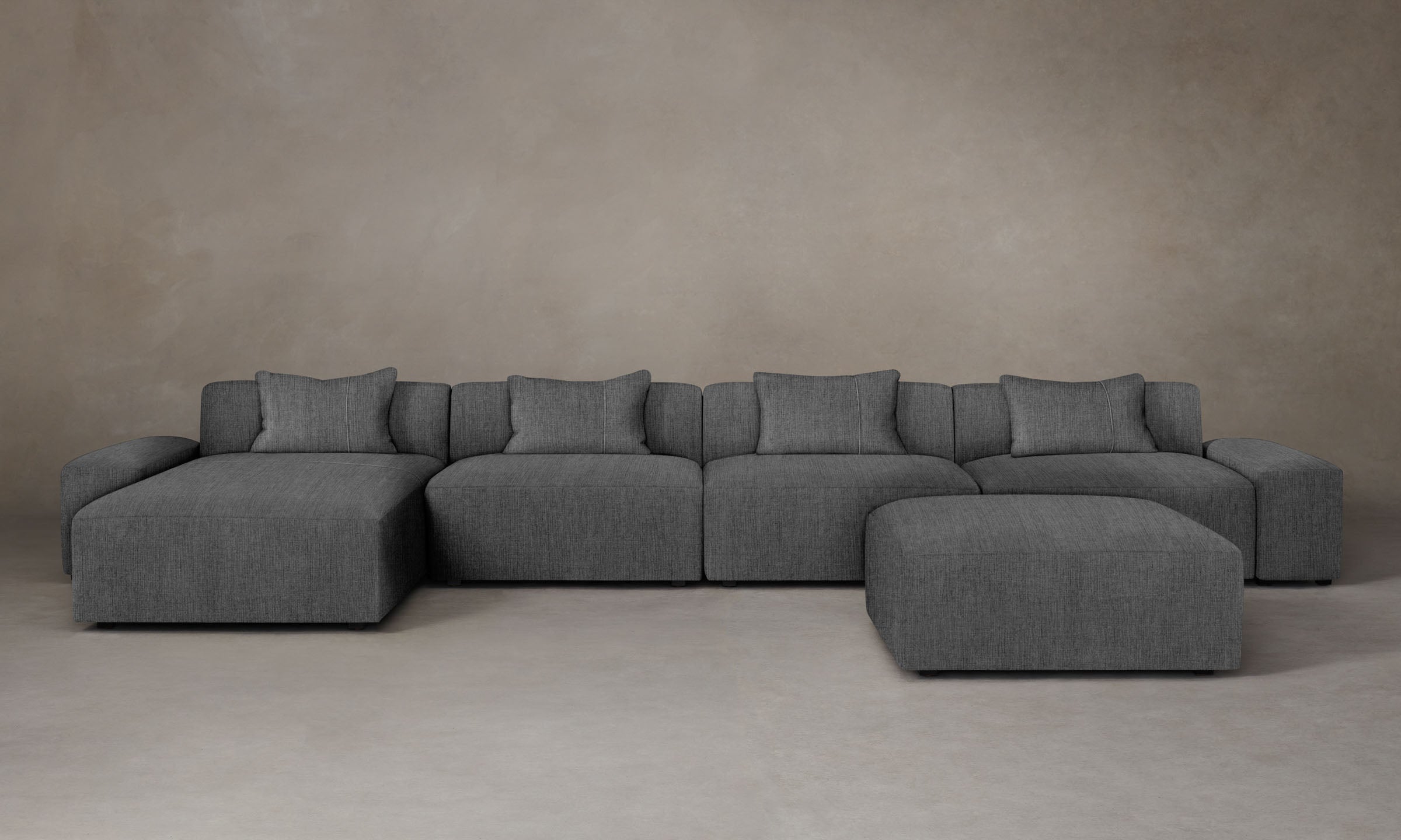 Breuer Modular Sectional Sofa with Performance Tweed Fabric in Smoke Gray - Perfect for Living Room, Lounge & Family Room Comfort