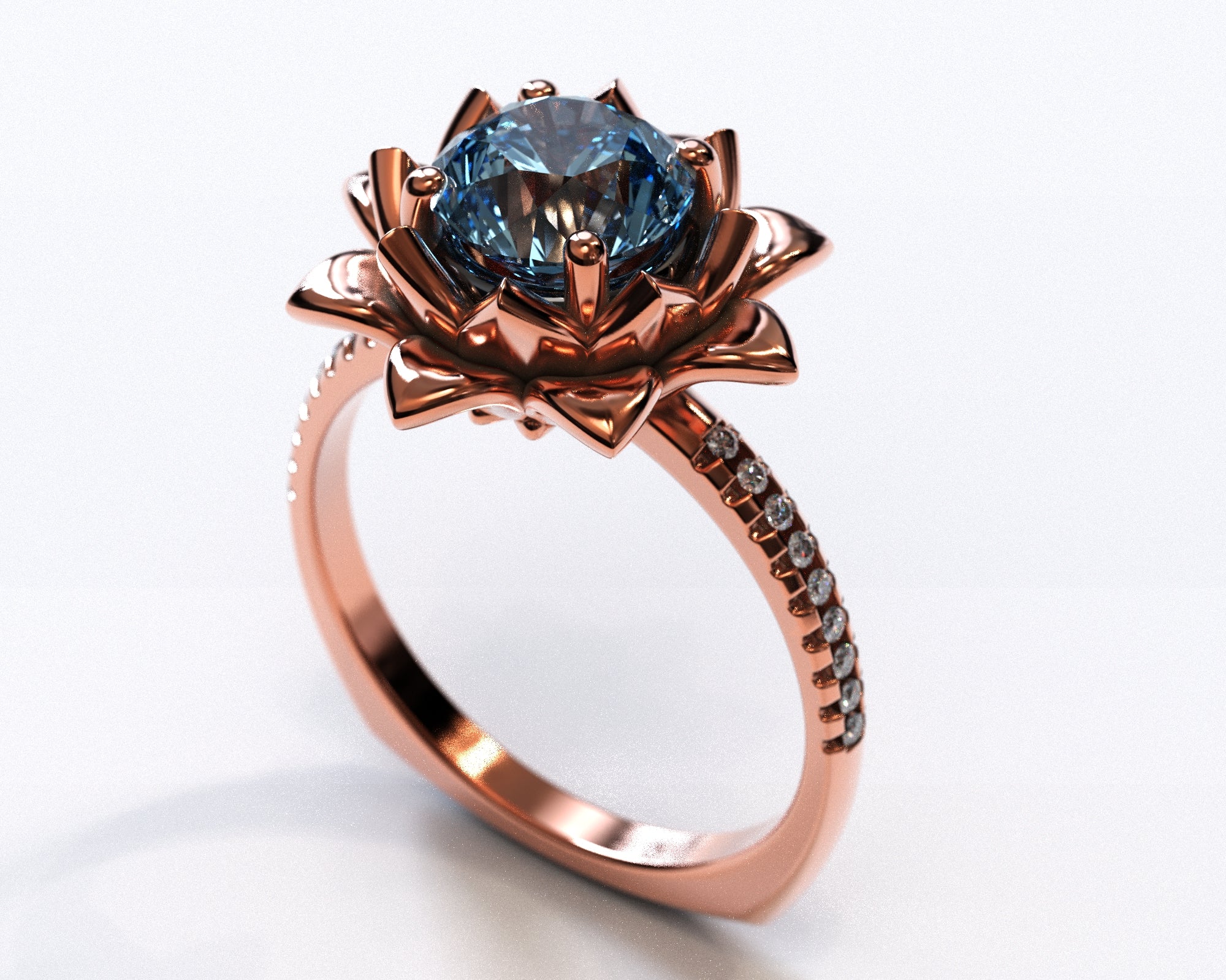 Exquisite Floral Blue Topaz Engagement Ring with Leaf Accents - Perfect for Proposals, Anniversaries & Romantic Occasions