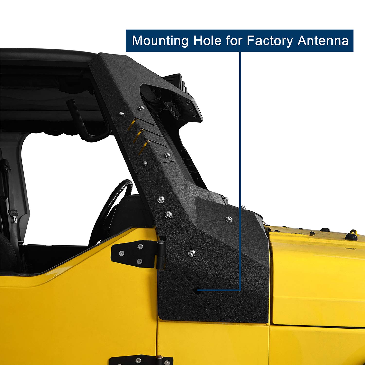 Hooke Road Wrangler TJ Windshield Frame Cover with 4 LED Lights - Sun Visor & Cowl Shade Body Armor for 1997-2006 Jeep Wrangler TJ - Perfect for Off-Roading, Camping & Sun Protection