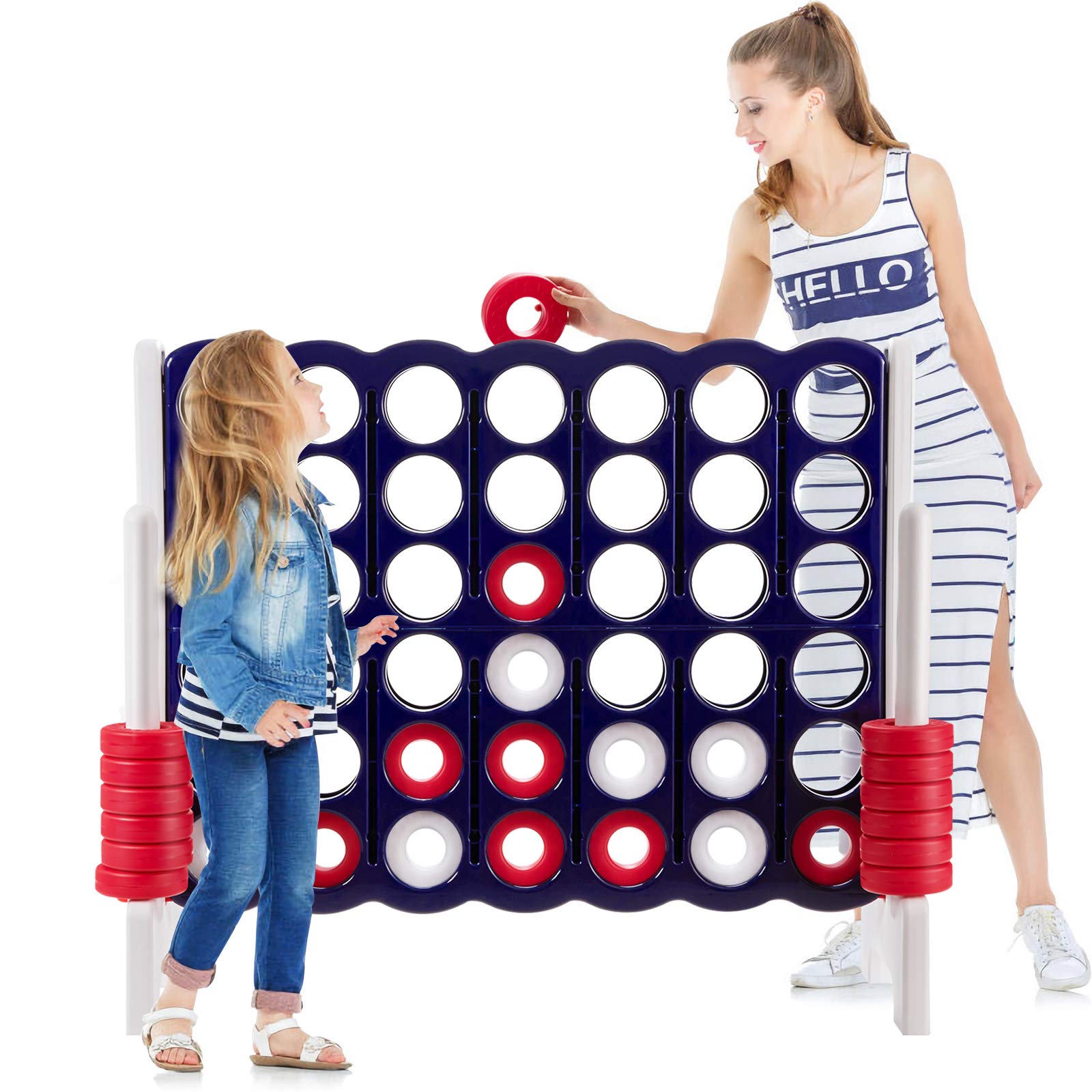 ARLIME Jumbo 4-to-Score Giant Connect 4 Game Set for Kids & Adults - Outdoor/Indoor Backyard Games with Quick-Release Lever & 42 Built-in Rings - Perfect for Family Gatherings, Picnics, and Backyard Parties