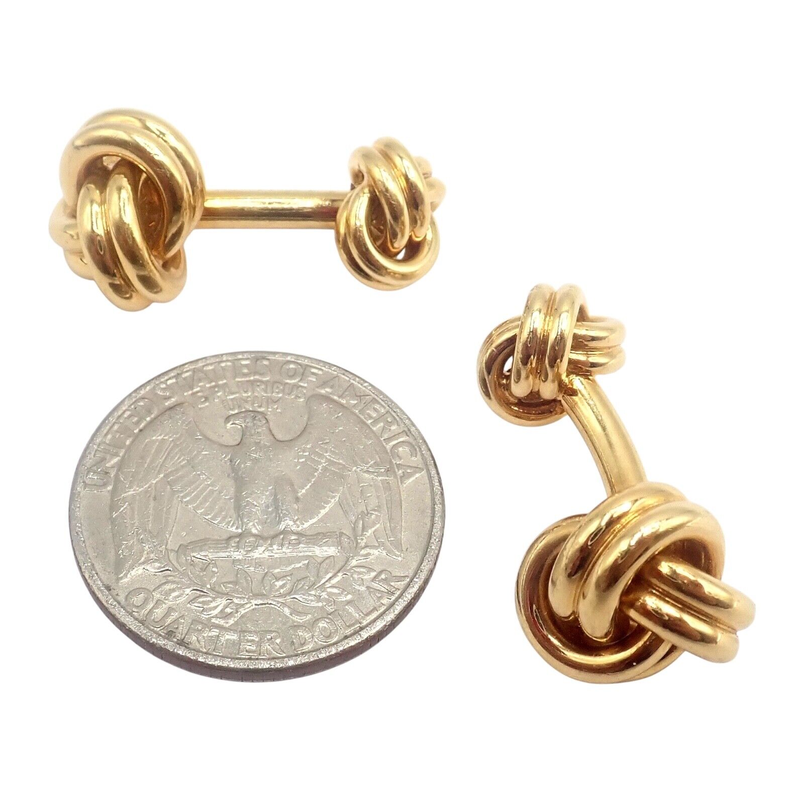 Vintage Tiffany & Co 18k Yellow Gold Classic Love Knot Cufflinks - Luxury Men's Jewelry Gift for Wedding, Anniversary & Formal Events