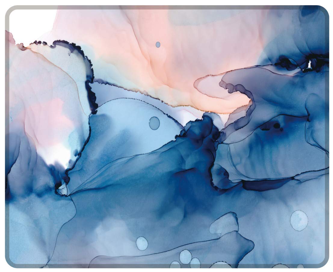 BOCHEERY Non-Slip Rubber Mouse Pad with Cute Marble Design - Stitched Edge Rectangle Mouse Mat for Office, Computer, Laptop & Travel - Perfect for Women & Girls (Pretty Orange Blue Marble) - Ideal for Work, Gaming & Home Office Use