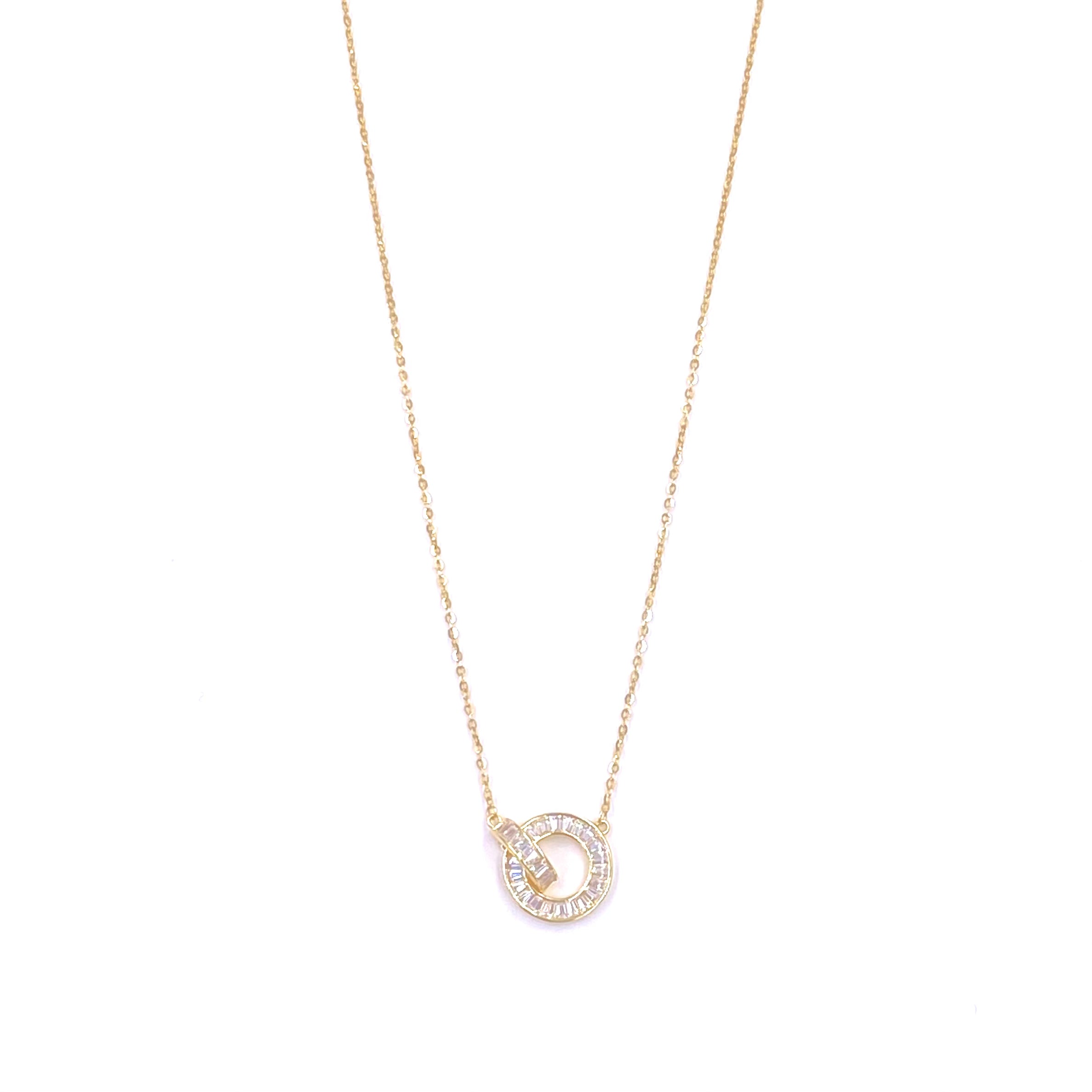 Ashley Gold Sterling Silver Gold Plated Double CZ Circle Pendant Necklace for Women - Elegant Jewelry Gift for Birthday, Anniversary & Special Occasions