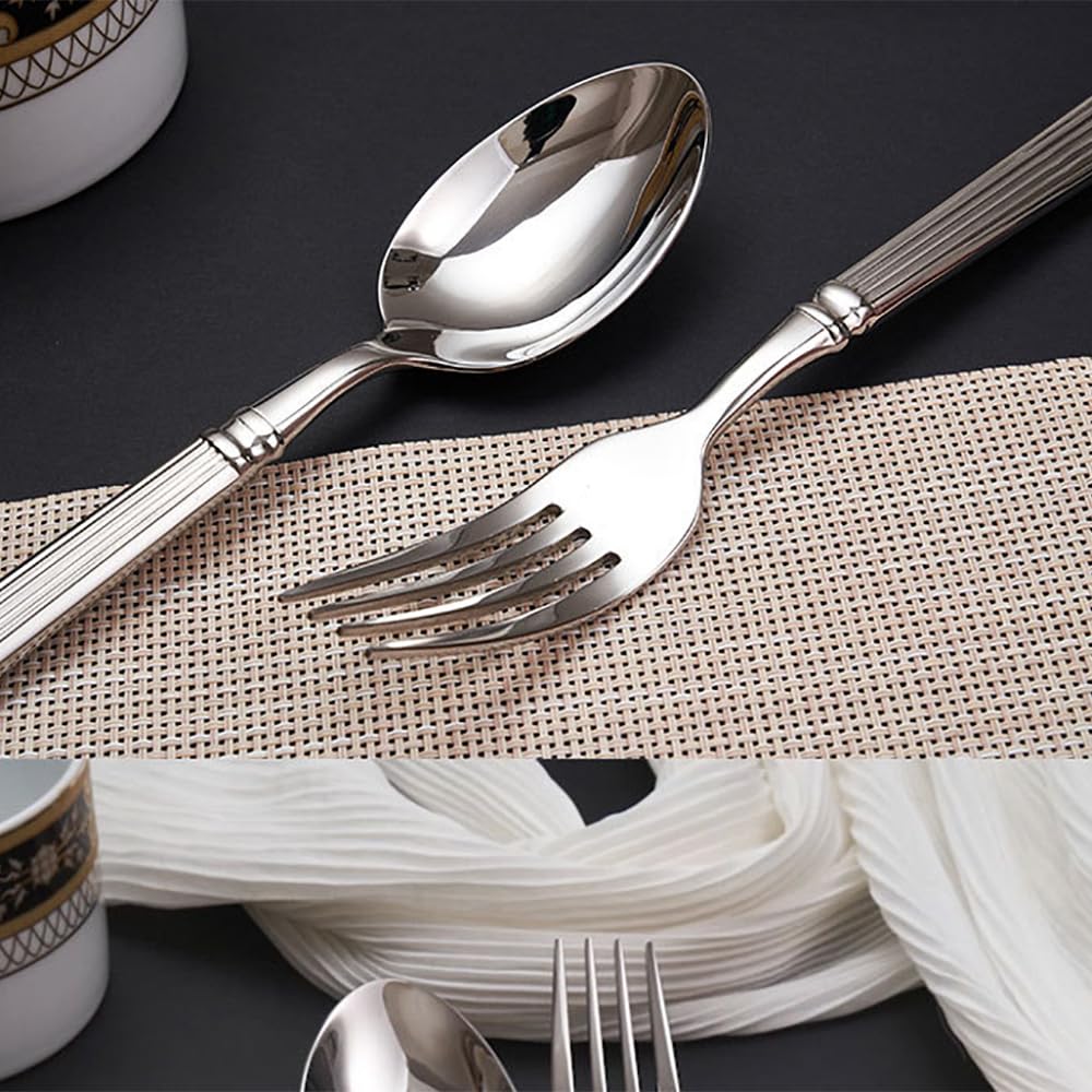32-Piece Stainless Steel Silverware Set for 8 - Heavy Duty Flatware Cutlery Set with Steak Knives, Forks & Spoons - Dishwasher Safe Wedding & Housewarming Gift Set - Perfect for Dinner Parties, Family Gatherings & Everyday Dining