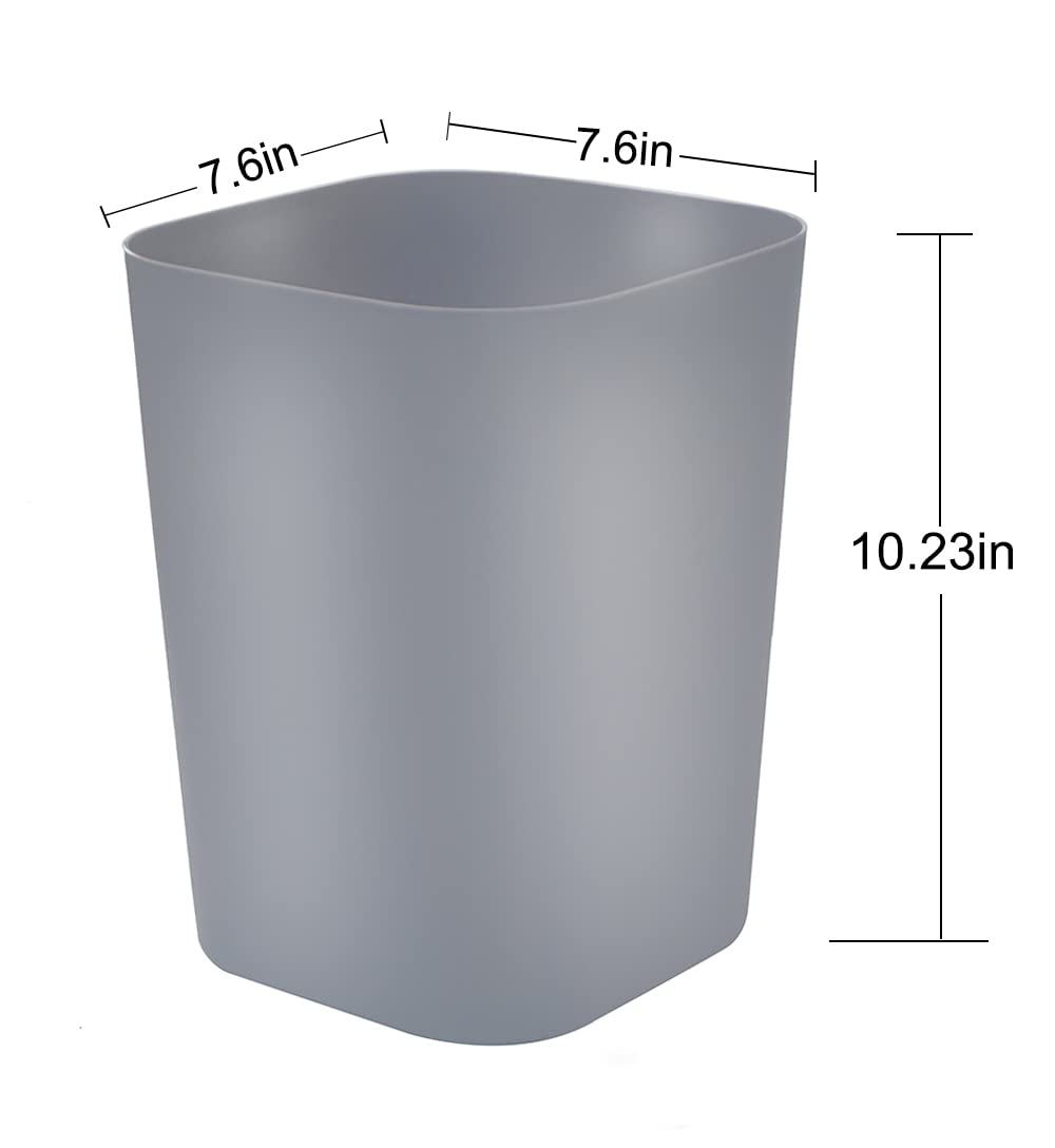 2 Gallon Small Square Trash Can - Compact Waste Bin for Bathroom, Bedroom, Kitchen Counter & Under Sink - Space-Saving Gray Garbage Bin (Perfect for Small Spaces, Office, Dorm & RV Use)