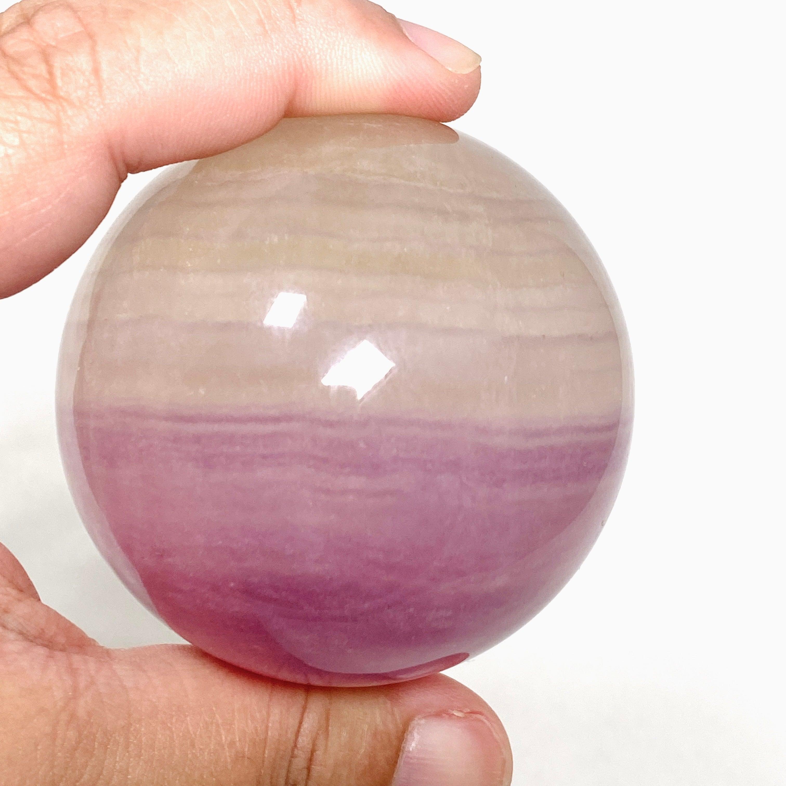 Natural Pink and Yellow Fluorite Sphere - FLS 11 - Healing Crystal for Meditation, Energy Work & Home Decor