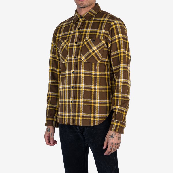 Iron Heart IHSH 378 Ultra Heavy Flannel Work Shirt - Crazy Check Brown Plaid for Men | Durable & Warm Winter Shirt for Outdoor Work, Camping & Casual Wear