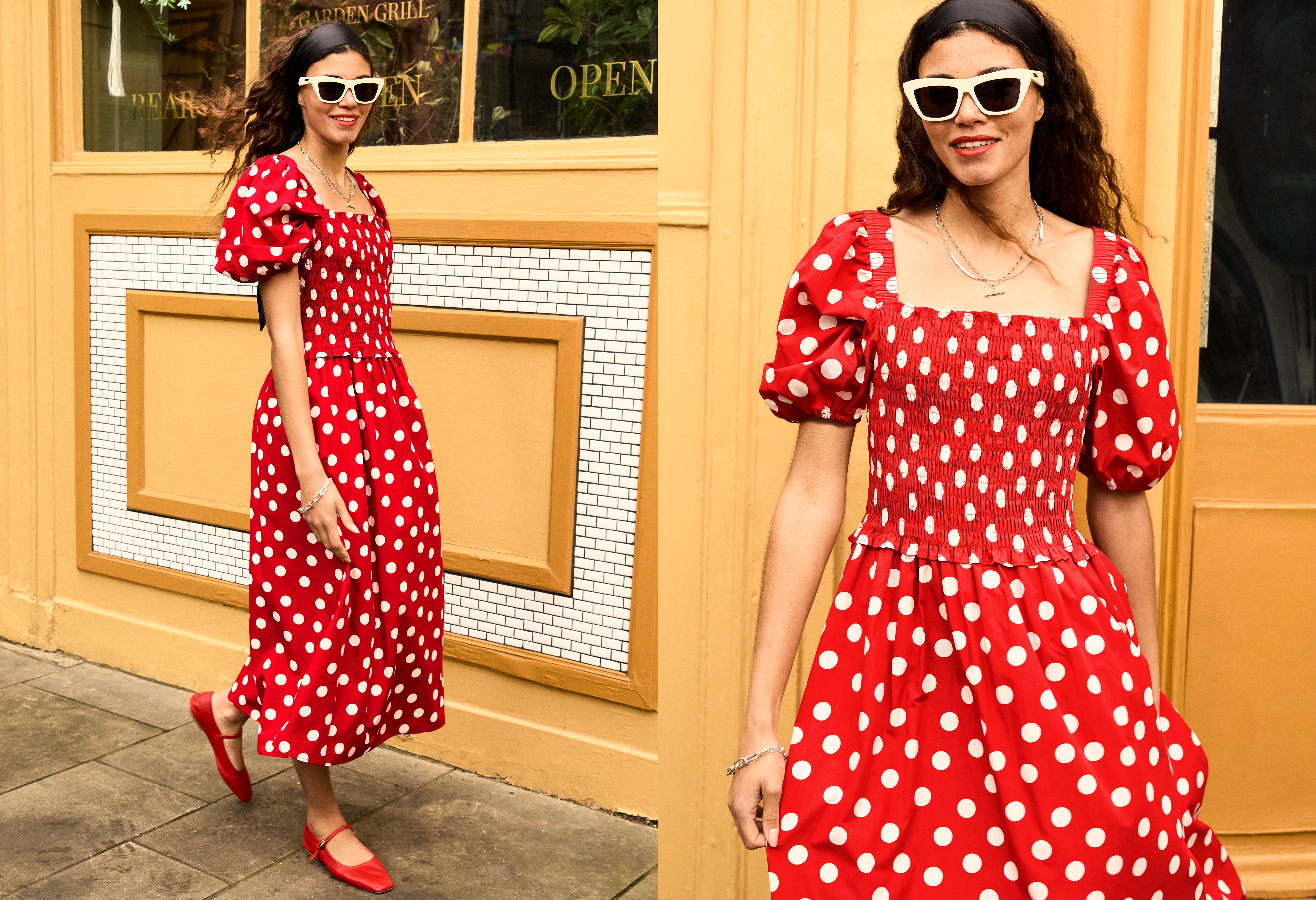 Alicia Organic Cotton Smock Midi Dress - Women's Flowy Boho Summer Dress for Beach, Vacation & Casual Wear