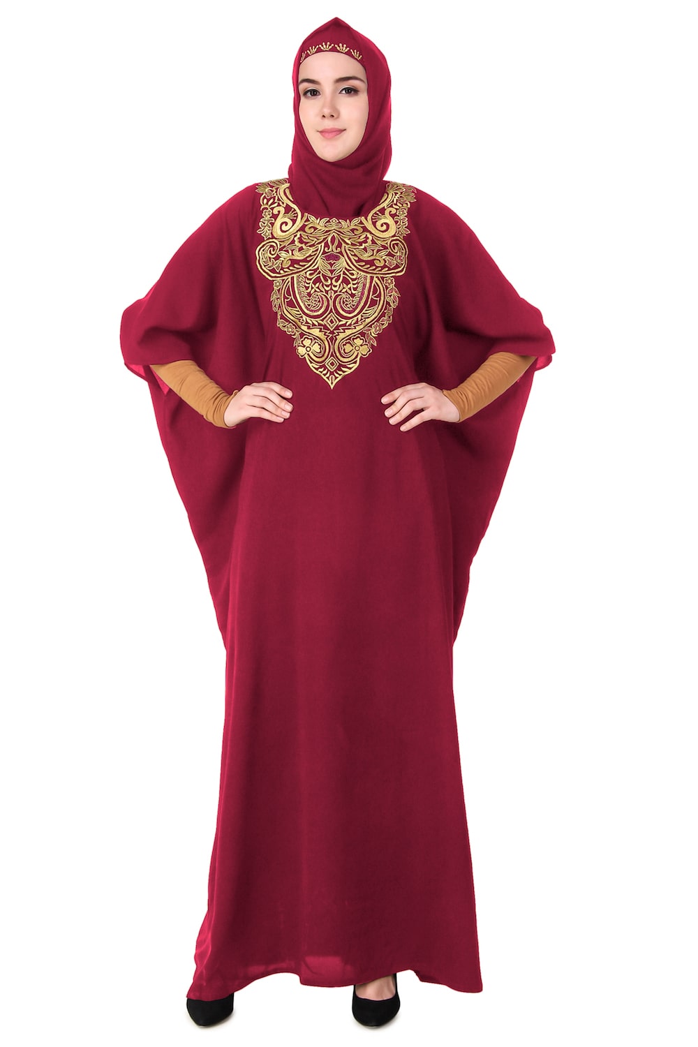Exquisite Floral Hand Embroidered Kaftan Dress for Women - Boho Chic Beach Cover Up, Resort Wear & Summer Vacation Outfit