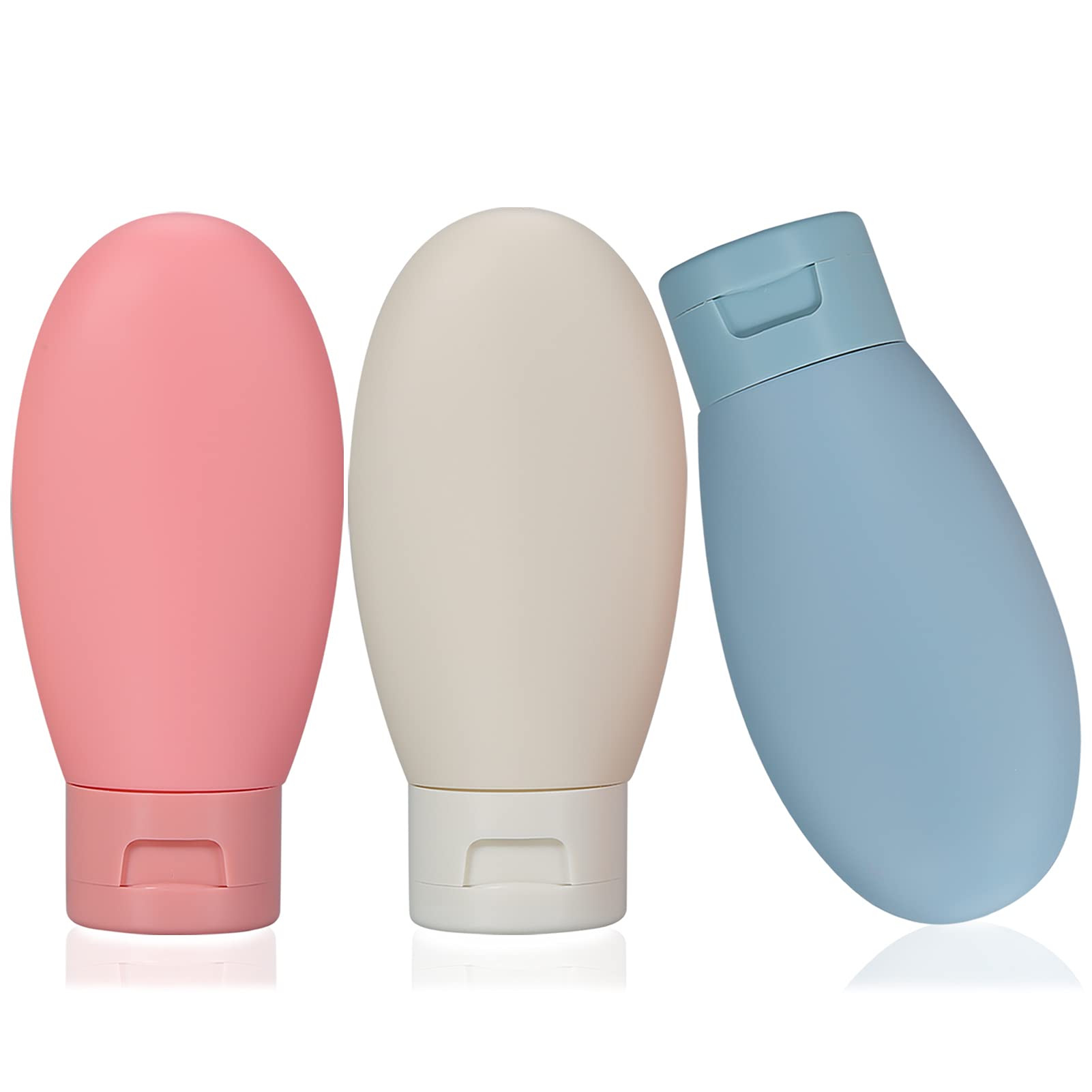 LIYUABU 3-Piece Travel Bottle Set - 60ml Leak-Proof Empty Plastic Squeeze Bottles for Shampoo, Conditioner & Toiletries - Includes Storage Bag (Multicolor) - Perfect for Air Travel, Gym & Vacation Essentials