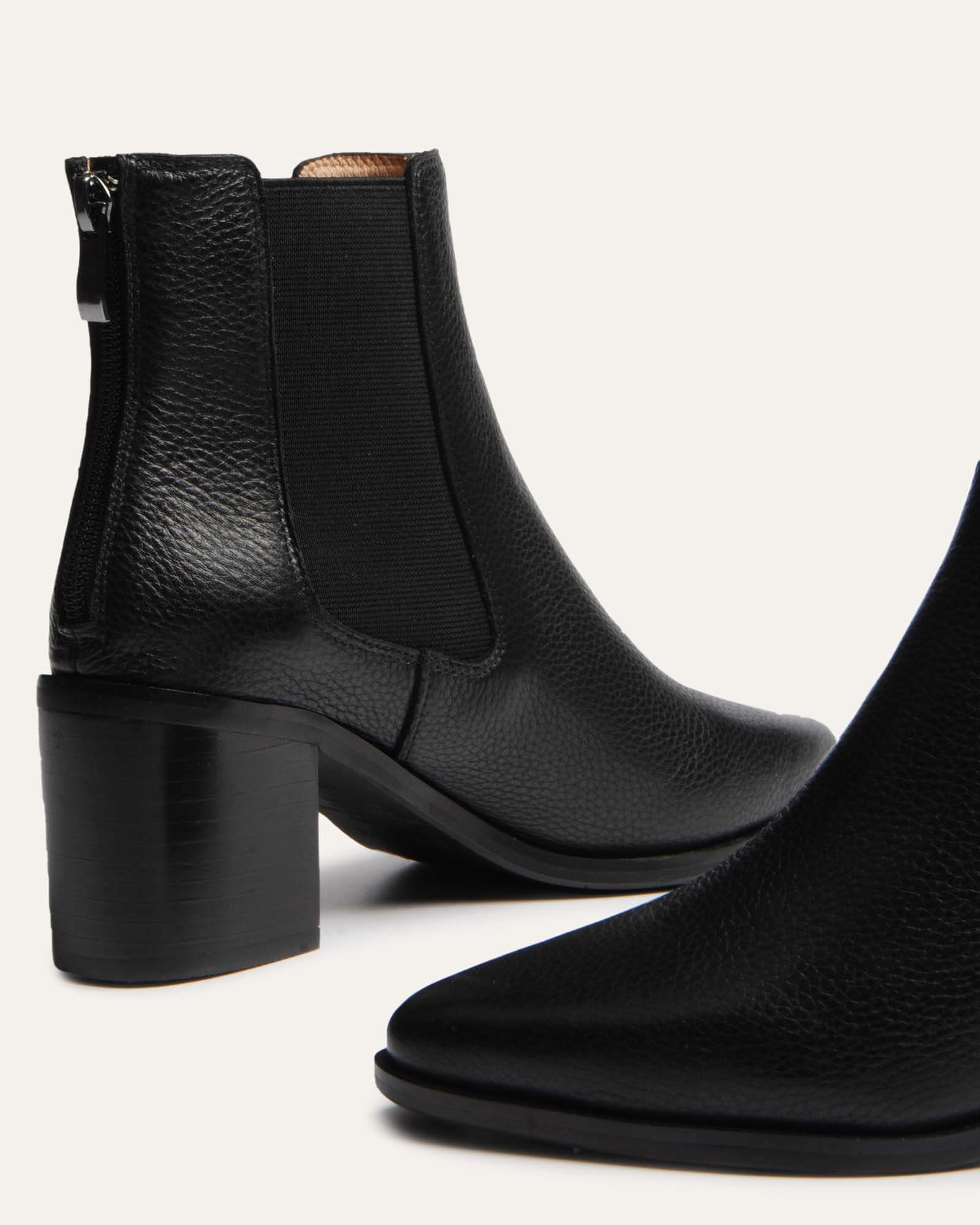 Allure Mid Ankle Boots Black Leather - Stylish Women's Boots for Fall & Winter Fashion | Perfect for Office, Casual Outfits & Night Out