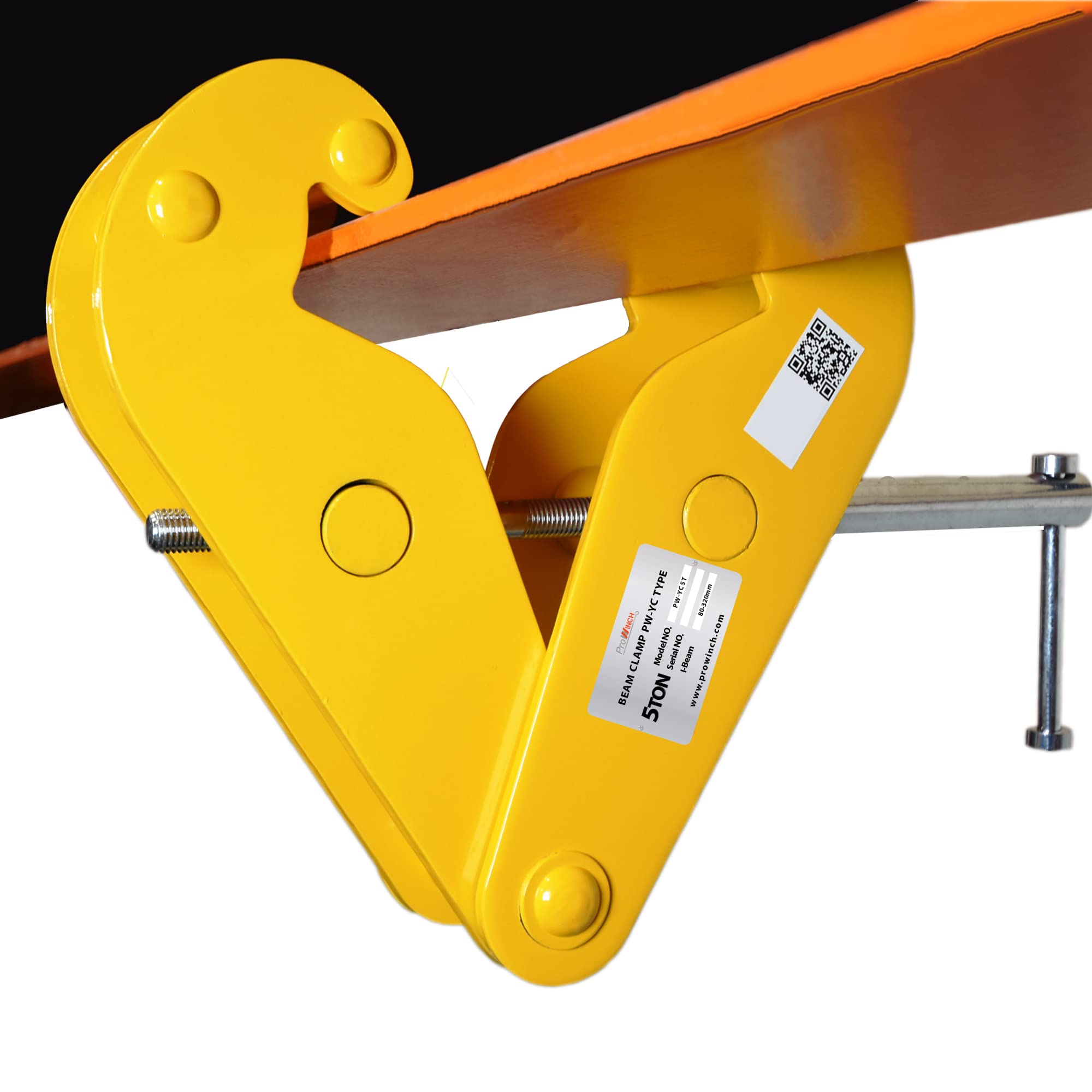 Prowinch 5 Ton Heavy Duty Beam Clamp - 3 to 12.5 Inch Adjustable Jaw Capacity - Industrial Grade Lifting Clamp for Construction, Maintenance & Rigging - Perfect for Steel Beams, I-Beams & Overhead Lifting