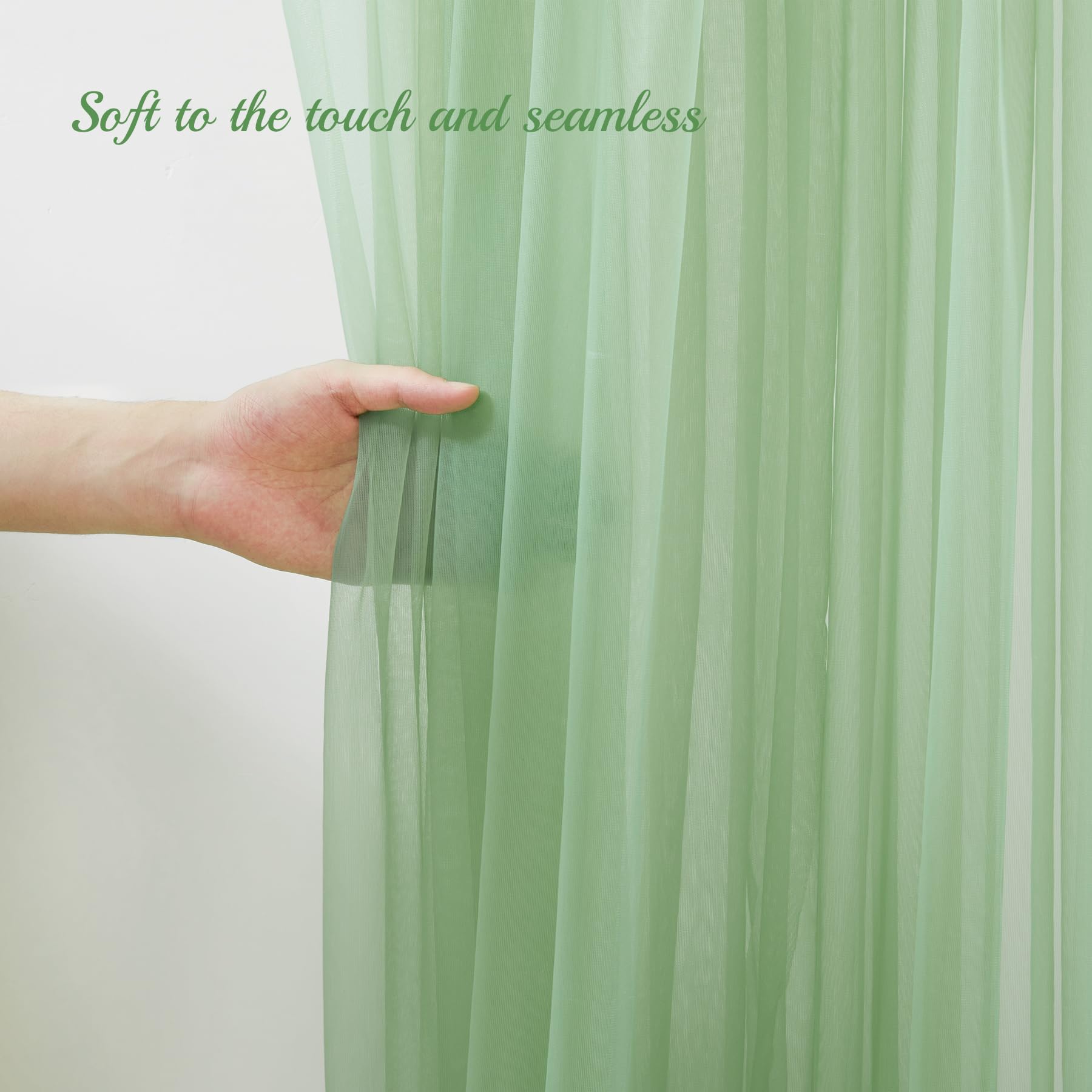 30x10ft Olive Green Tulle Backdrop Curtain with Fairy Lights - Elegant Sheer Fabric for Wedding, Baby Shower, Birthday Party Decor | Perfect for Photo Booths, Bridal Showers & Event Photography Backdrops