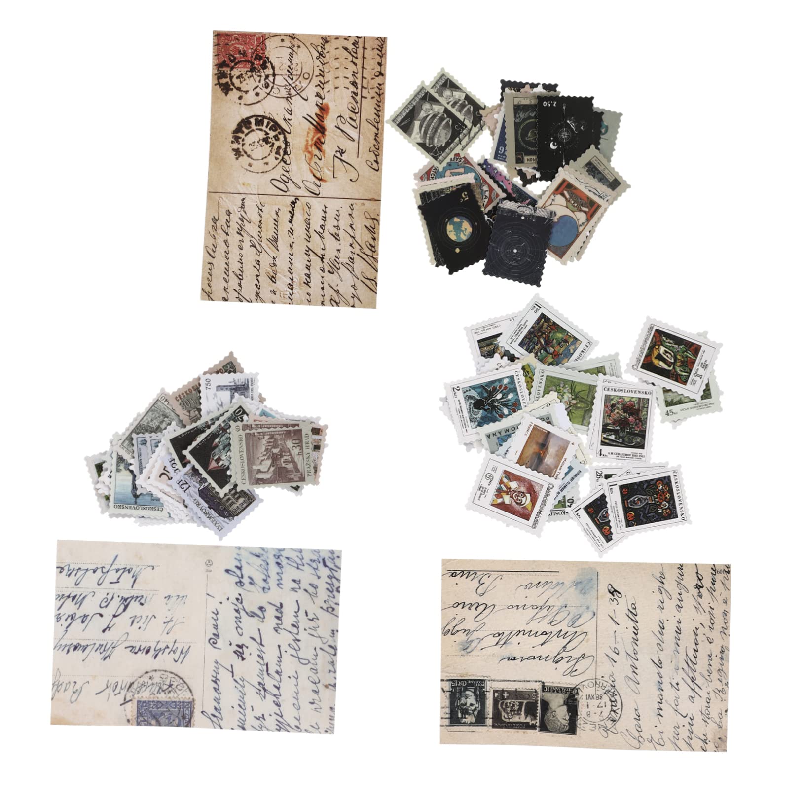 VILLCASE Vintage Stamp Sticker Set - 6 Copperplate Plant Design Decorative Stickers for Scrapbooking, Travel Albums & Journaling - Perfect for DIY Crafts, Bullet Journals & Memory Books