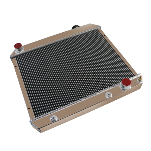 4 Row Aluminum Radiator with Shroud Fan & Relay Kit - Compatible with 1963-1966 Chevy C/K 10 20 30 Pickup C10 C20 C30 - Perfect for Engine Cooling & Off-Road Performance