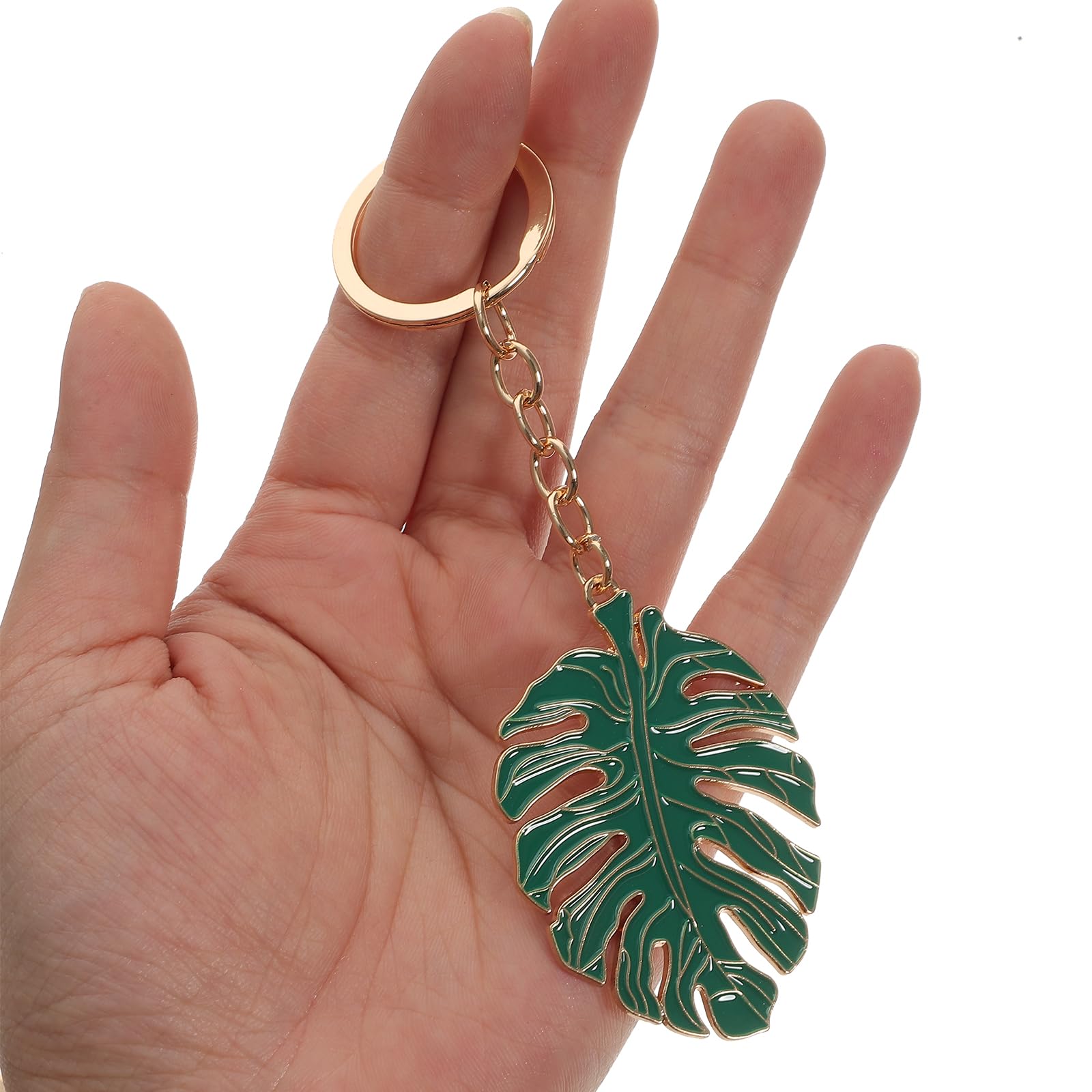 SOIMISS Monstera Leaf Keychain Set of 2 - Tropical Green Metal Keychain Charm for Car Keys, Bags & Purses - Unisex Plant Jewelry for Women & Men - Perfect for Beach Vacation, Boho Decor & Tropical Themed Parties