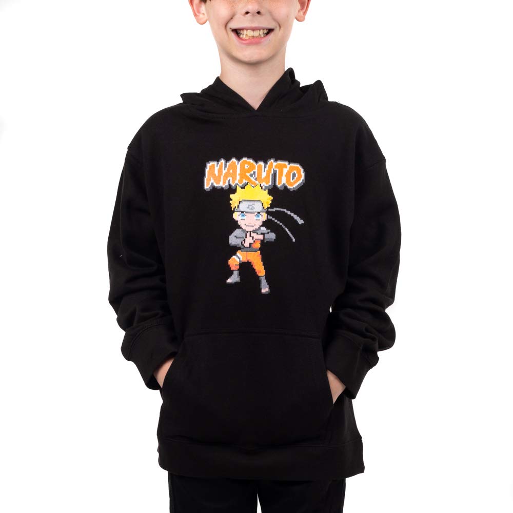 Naruto Anime Cartoon Black Hooded Sweatshirt for Youth Boys | Official Licensed Merchandise | Perfect for Cosplay, Anime Conventions & Casual Wear