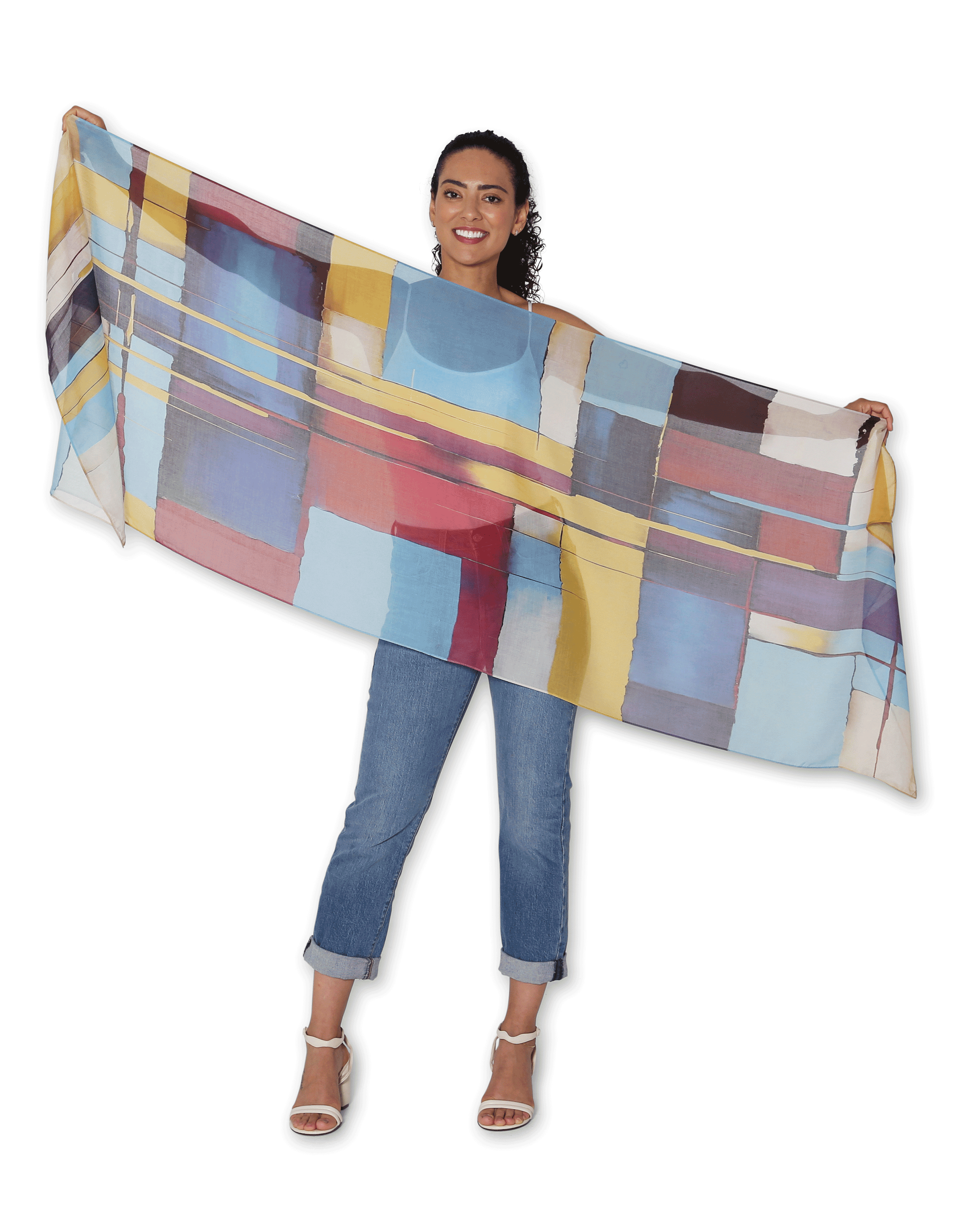 The Artists Label Scarf - Bauhaus Inspired Geometric Design, Soft Fashion Accessory for Women - Perfect for Office, Travel and Gift Giving
