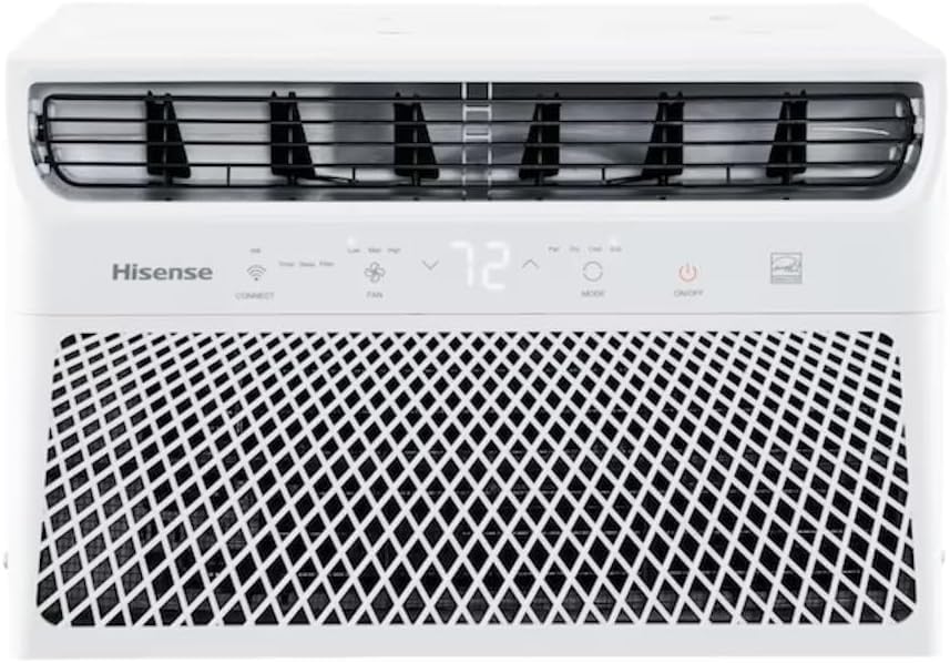 Hisense 8000 BTU Window Air Conditioner - 350 Sq Ft Cooling, Wi-Fi Enabled, 3-in-1 Function (Cool/Fan/Dehumidify), 4-Way Air Direction, Quiet 49dB, Remote & App Control - Perfect for Bedrooms, Living Rooms & Small Offices (Renewed)