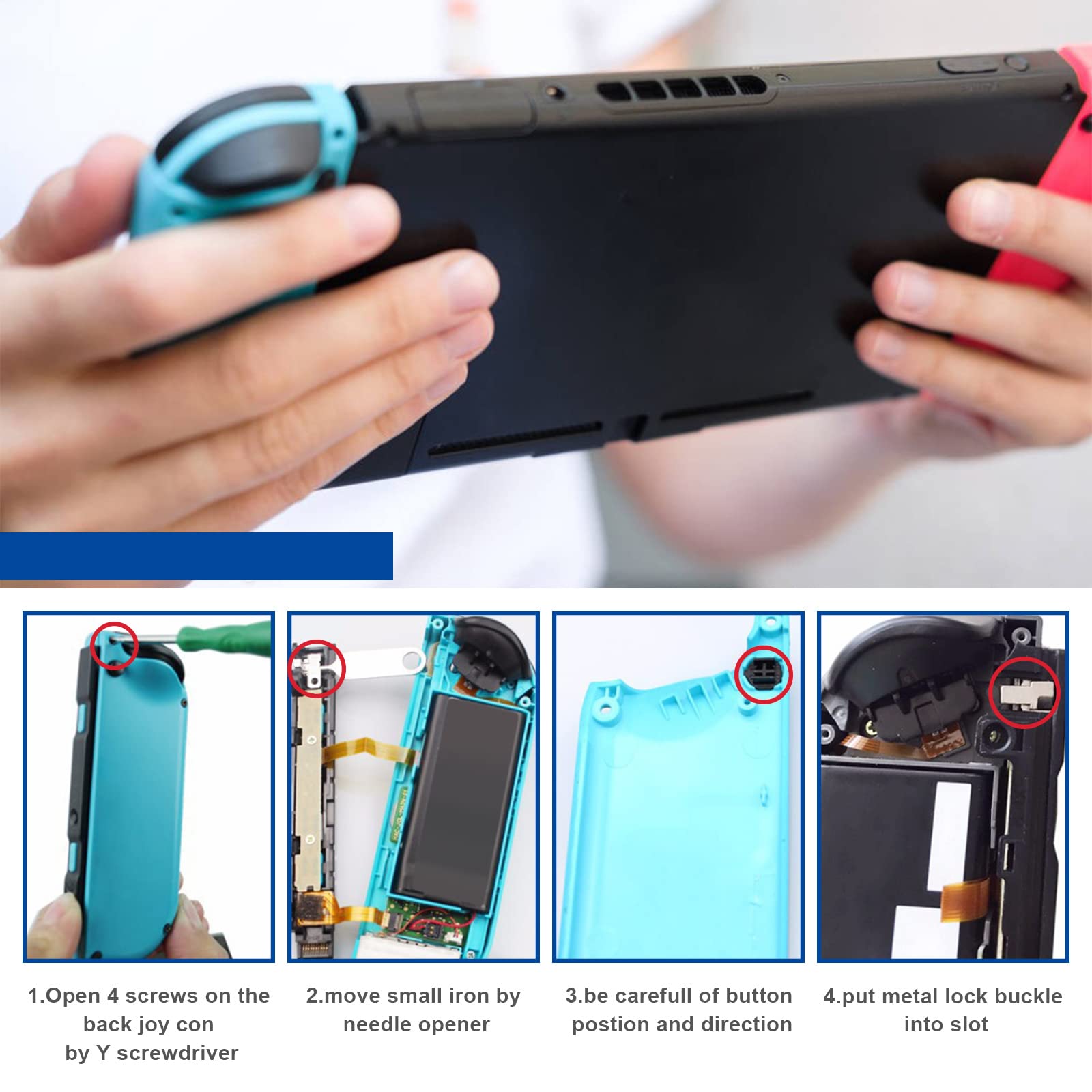ECSiNG 3 Pairs Metal Locking Clips for Nintendo Switch Joy-Con Controller Repair - Left & Right Replacement Parts - Gaming Accessories for Switch Console Fix & Maintenance