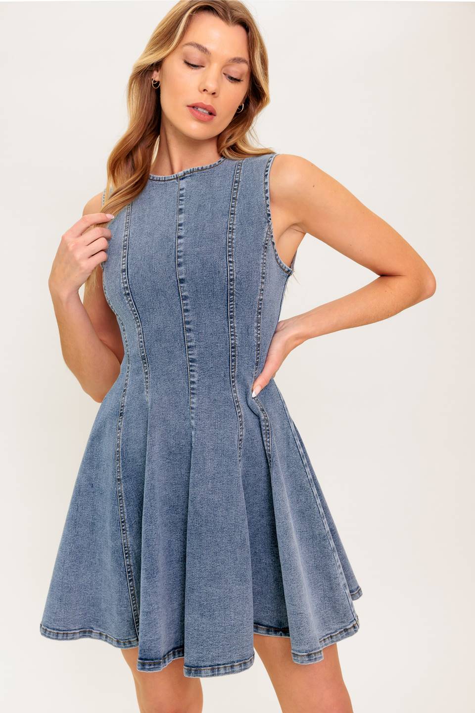 CAUGHT IN THE MOMENT Acid Wash Denim Mini Dress - Perfect for Casual Outings, Parties & Summer Fashion