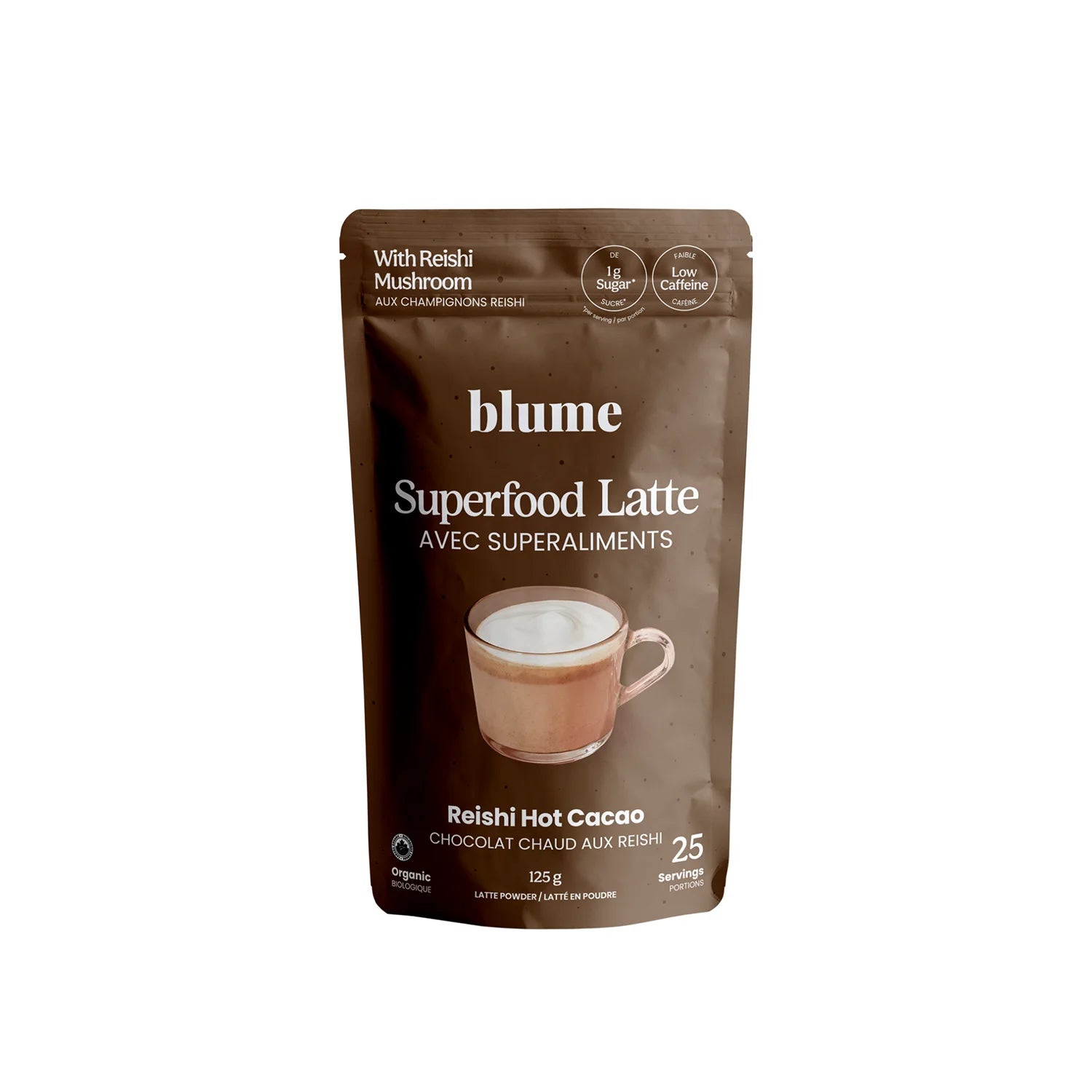 Organic Blume Reishi Hot Cacao Superfood Latte Mix - 125g | Immune Support & Stress Relief | Perfect for Morning Boost & Cozy Evenings