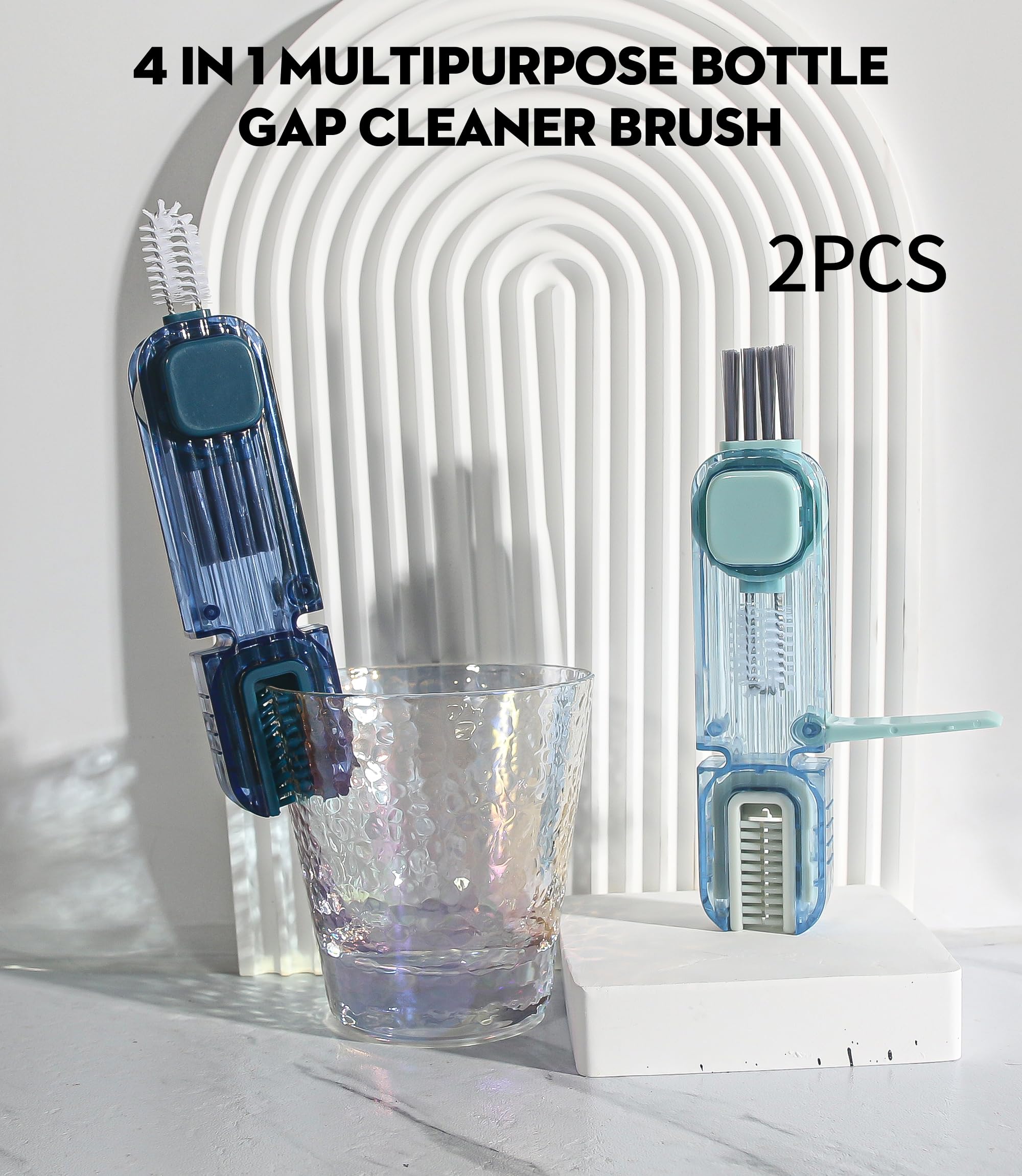 4-in-1 Silicone Bottle Gap Cleaner - 2PCs Multifunctional Kitchen Brush for Cups, Nipples & Lids - Home Cleaning Tools