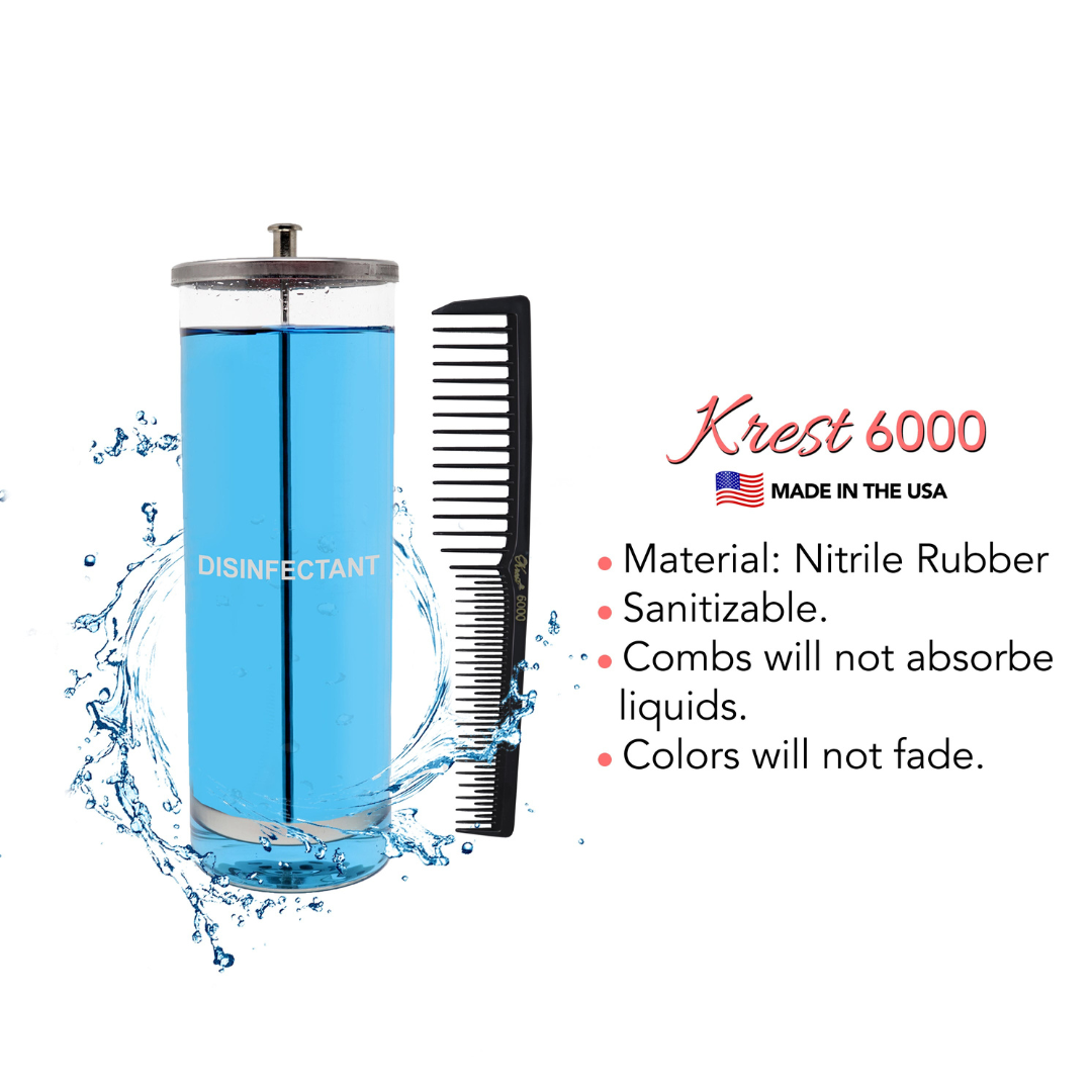 Krest #6000 Teasing Comb for Voluminous Hair - 12 Pack | Professional Lift & Vent Hair Styling Tool for Salon & Home Use