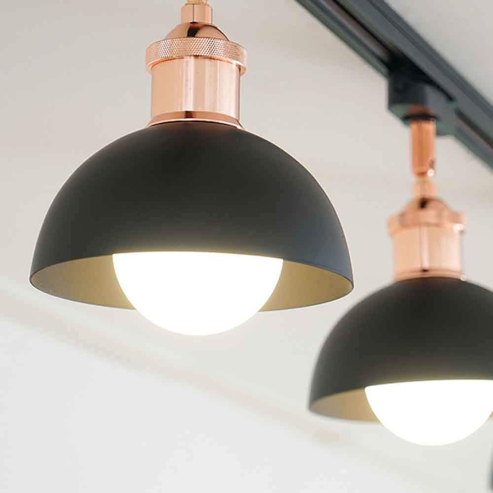 LITFAD 4-Headed Adjustable LED Track Ceiling Light - Industrial Rotatable Metal Dome Pendant Lighting Fixture for Bar, Restaurant, Cafe & Dining Room - Black | Modern Nordic Style for Commercial & Home Use