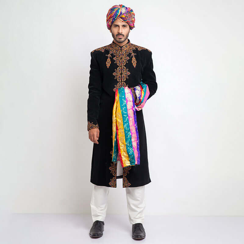 Antique Ivory Pure Jamavar Silk Sherwani for Men | Handcrafted Indian Wedding Attire | Perfect for Groom Outfits, Festive Occasions & Cultural Celebrations