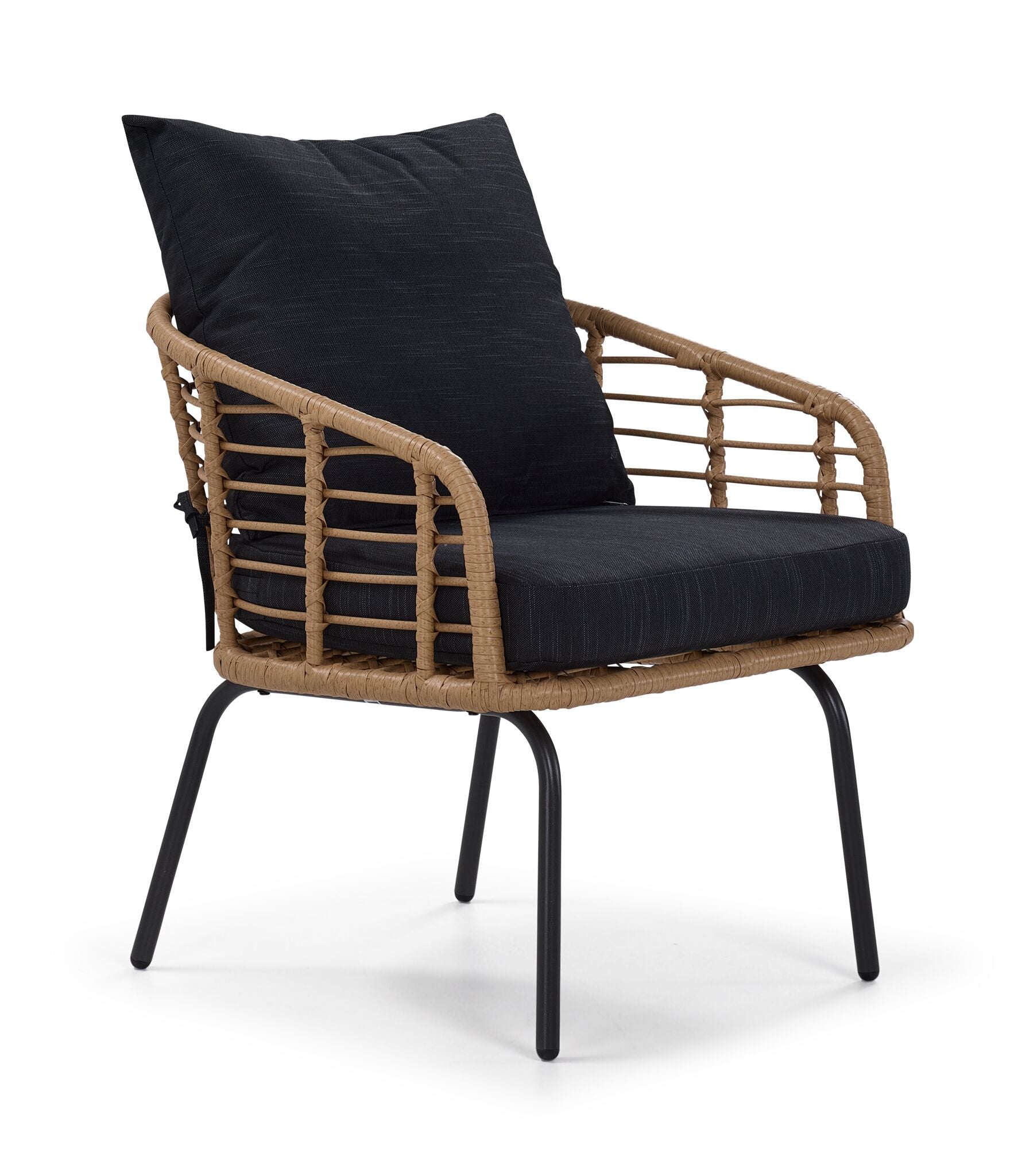 Belize 4-Piece Outdoor Patio Conversation Set - Beige & Black Wicker Furniture for Garden, Backyard, Poolside or Balcony Relaxation