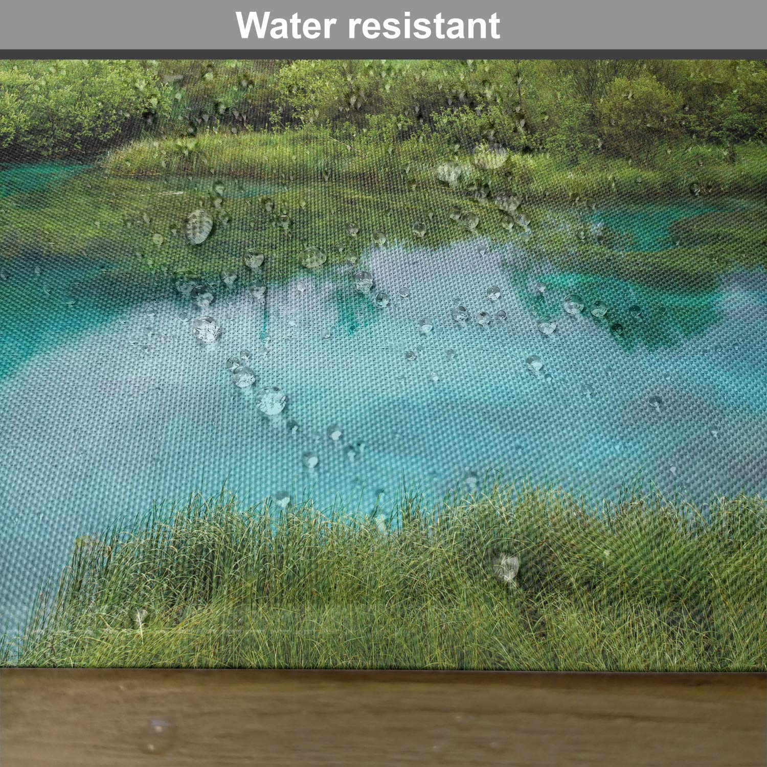 Ambesonne 4-Pack Landscape Placemats - Zelenci Pond Slovenia Scenic View, Washable Fabric Table Mats for Dining Room & Kitchen Decor (Green Aqua) | Perfect for Dinner Parties, Holiday Gatherings & Everyday Meals