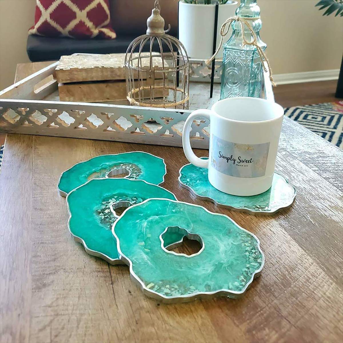 Vilihkc 3-Piece Resin Silicone Mold Set - DIY Wine Rack & Coaster Casting Molds with Glasses Holder - Perfect for Crafting, Home Decor, and Gift Making