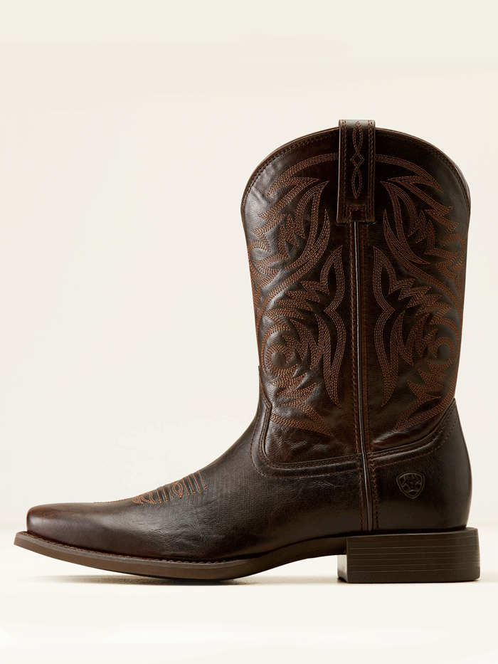 Ariat Men's Sport Herdsman Cowboy Boots - Burnished Chocolate Brown - Western Riding, Country Fashion & Outdoor Work Boots for Men