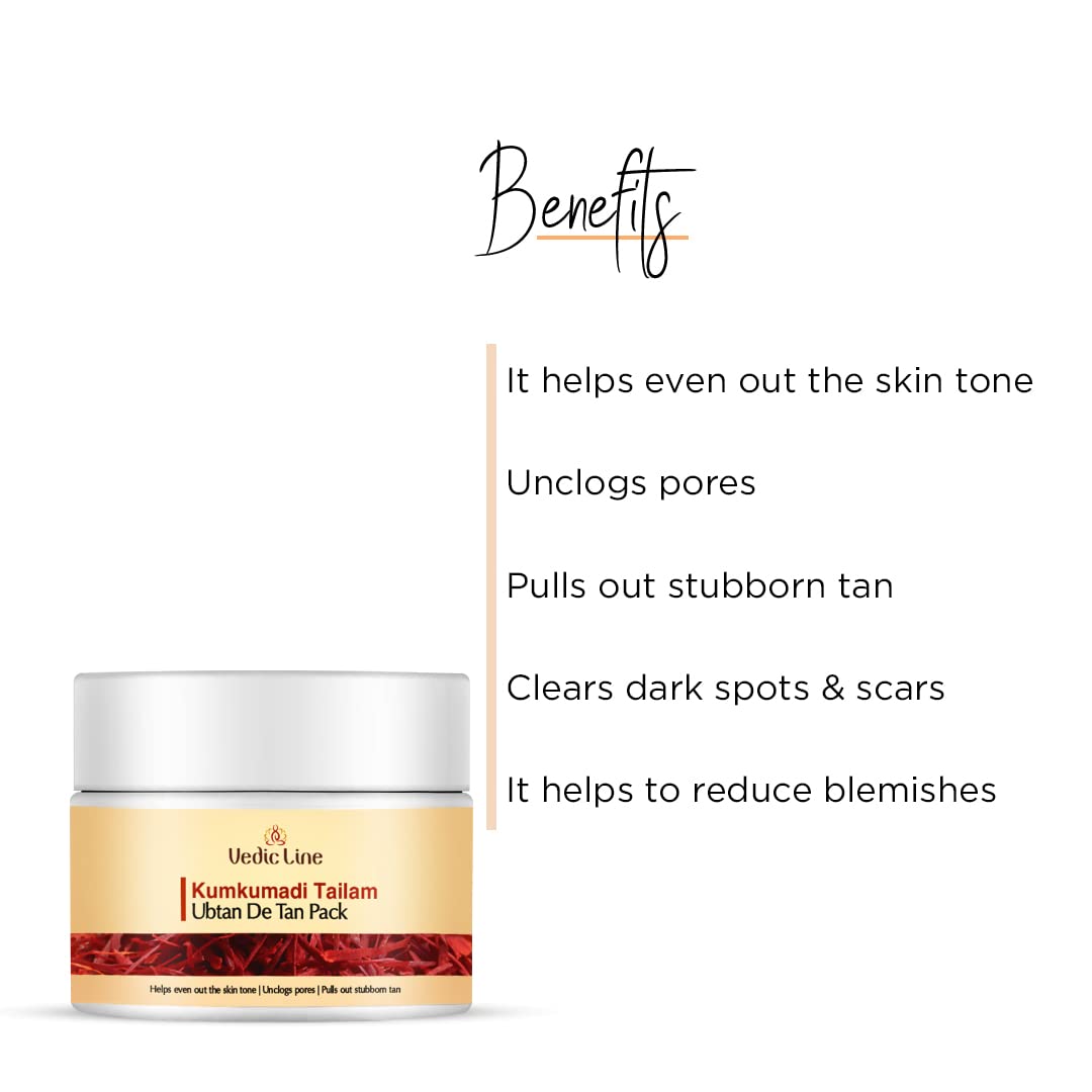Vedic Line Kumkumadi Tailam Face Oil with Sesame Seed & Aloe Vera - Brightening Treatment for Tan Removal, Blemish & Pigmentation - 100ml for Dewy Glow Skin | Perfect for Daily Skincare Routine & Nighttime Rejuvenation