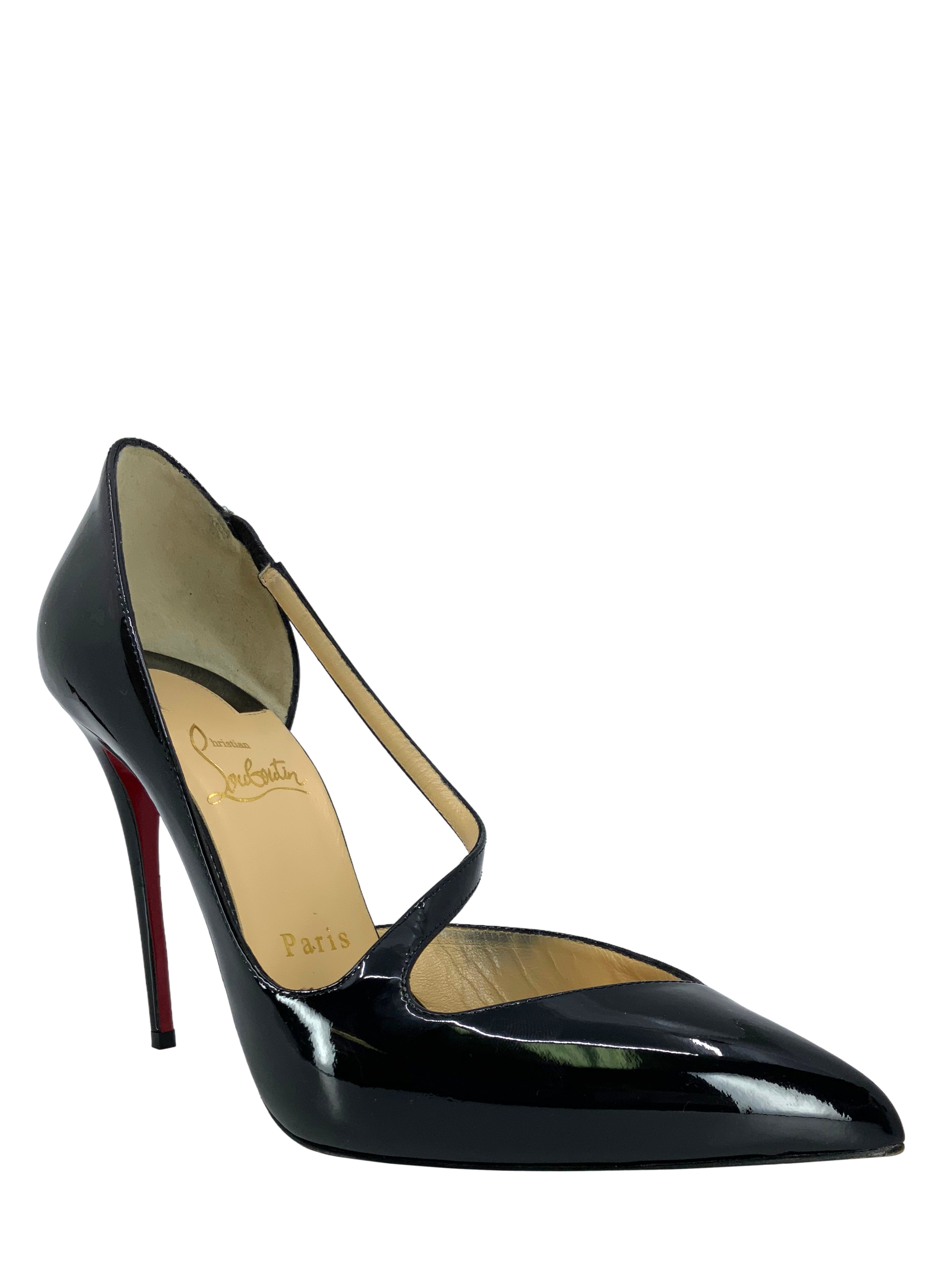 Christian Louboutin Jumping 100mm Patent Leather Pumps - Women's Size 7.5 (US) - Red Sole High Heels for Party, Wedding & Evening Events