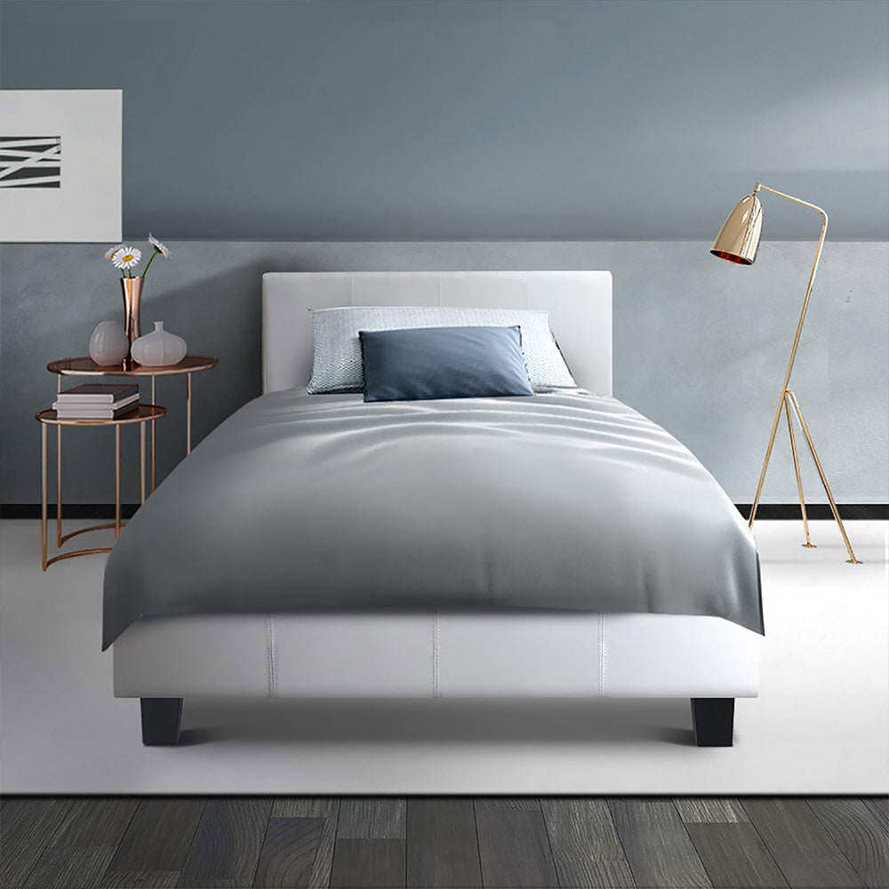 Coogee King Single Bed Frame - White Wooden Platform Bed with Storage, Perfect for Kids Rooms, Guest Bedrooms & Small Spaces