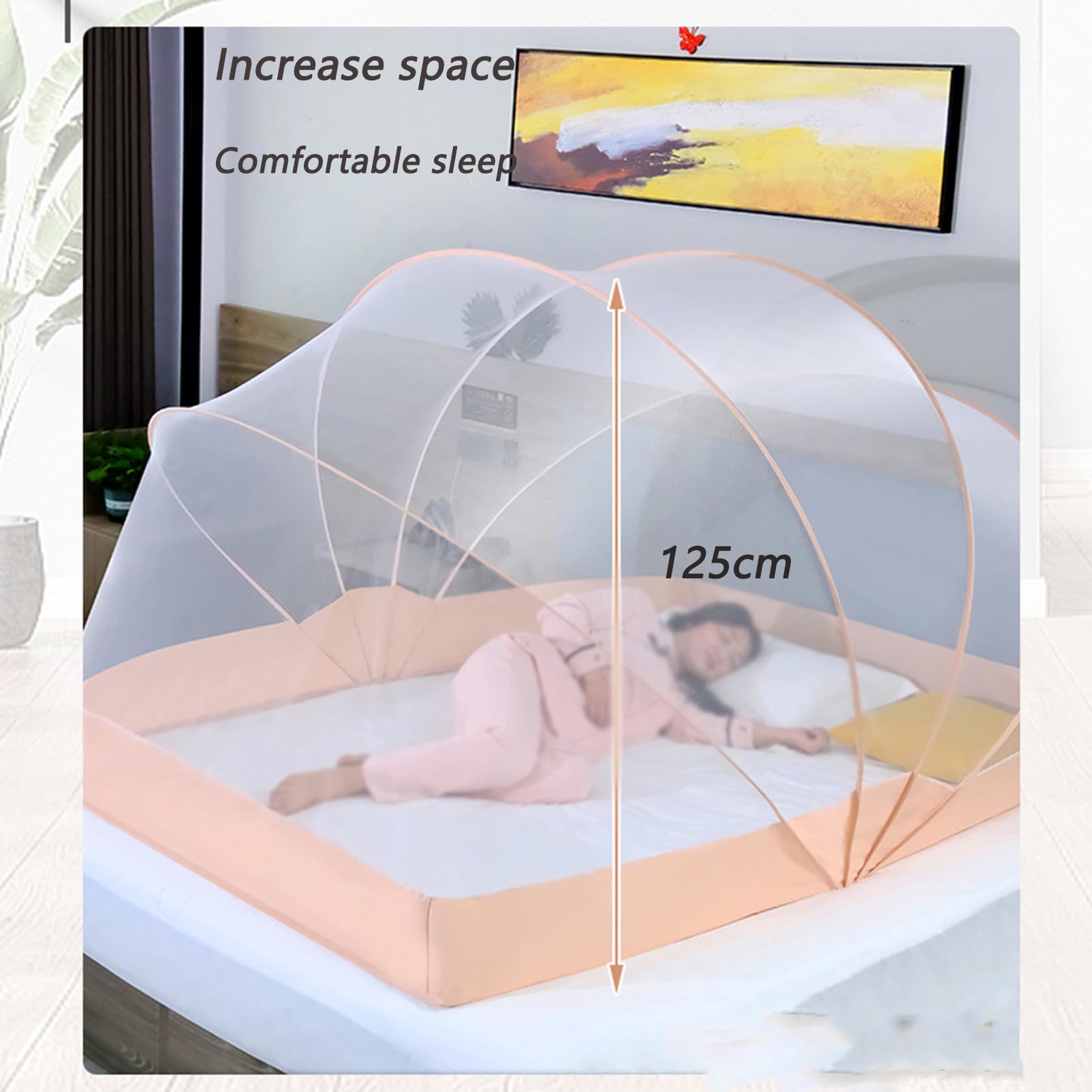 CYzpf Folding Mosquito Net - Lightweight Bed Canopy Tent with Protective Netting | Portable & Easy to Install | Fits Full, Queen & King Size Beds | Perfect for Bedroom Decor & Outdoor Camping Protection