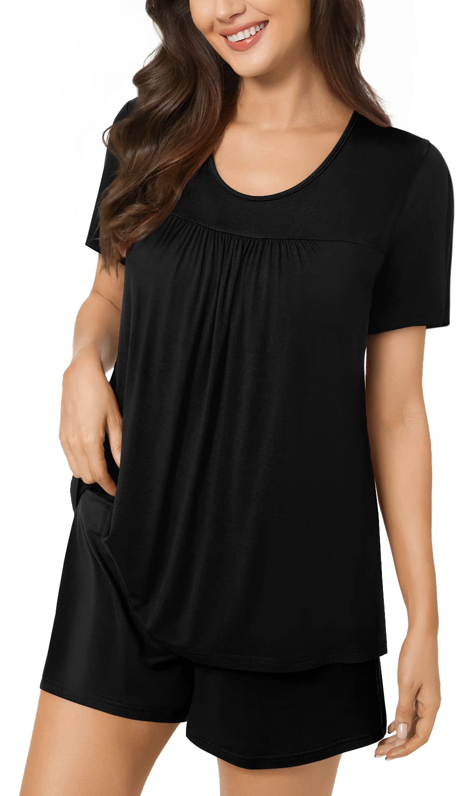 POPYOUNG Women's 2-Piece Pajama Set - Soft Sleepwear Lounge Set with Pockets for Comfortable Nightwear & Relaxing at Home