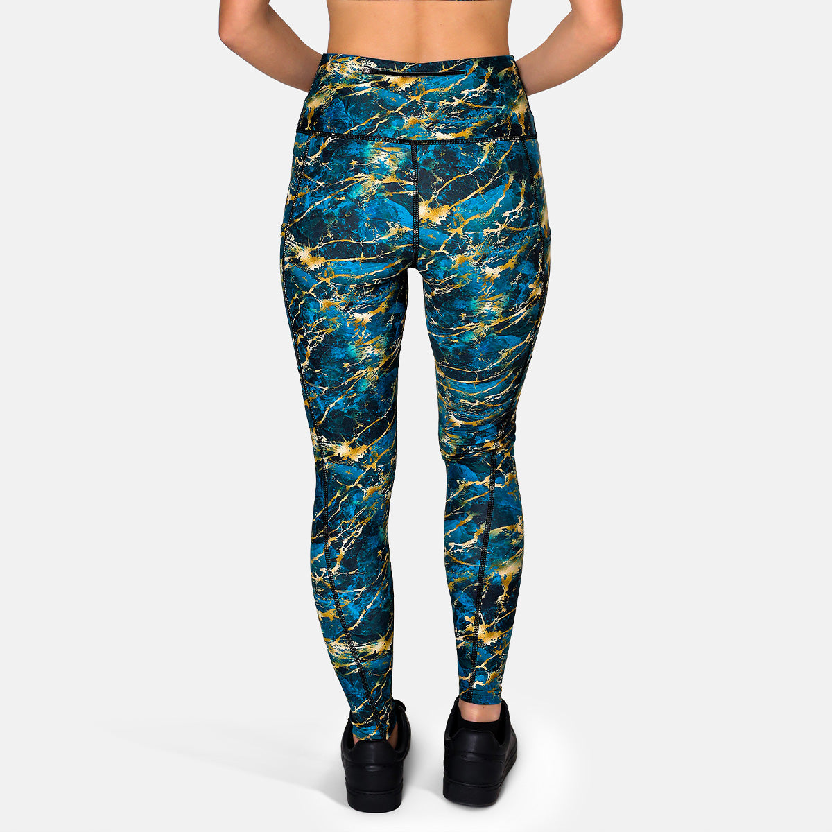 Luxury Gilded Marble Print High Waist Yoga Leggings for Women - Trendy Workout Pants for Gym, Running & Lounge Wear