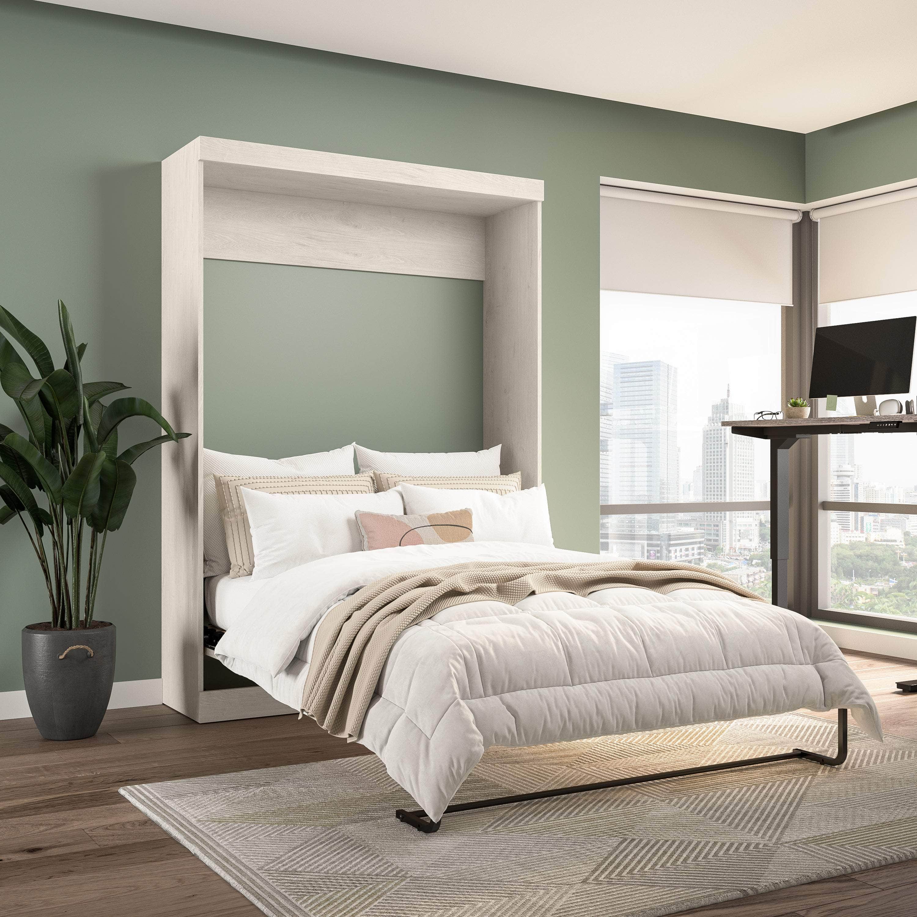 Pur Full Size Murphy Wall Bed with 7 Color Options - Space-Saving Wall Bed for Small Apartments, Guest Rooms & Home Offices