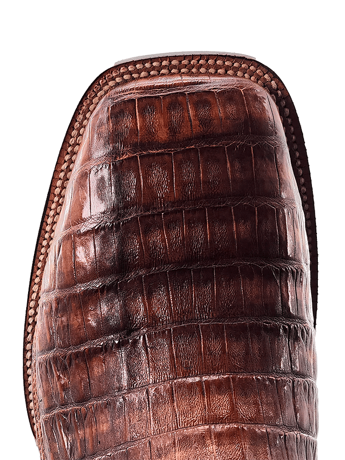 R.Watson RW3003 Men's Genuine Caiman Tail Western Boots in Cognac - Perfect for Cowboy Rides, Country Events & Western Fashion