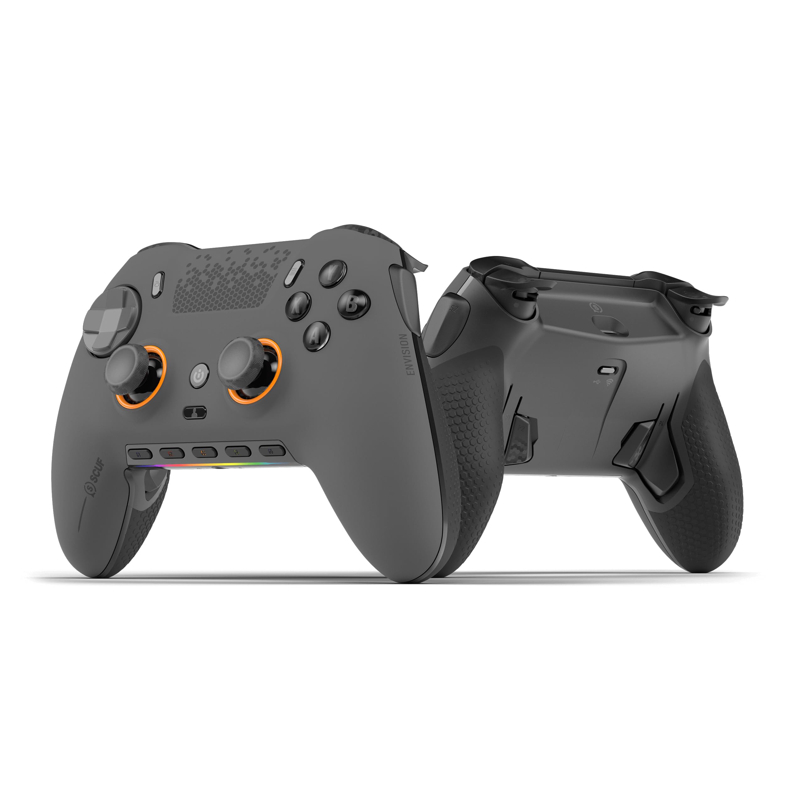 SCUF ENVISION PRO Wireless Gaming Controller for PC - 5 Remappable G-Keys & Back Paddles - Instant Triggers - iCUE Compatible - Steel Gray (Renewed) - Perfect for FPS, RPG & Competitive Gaming