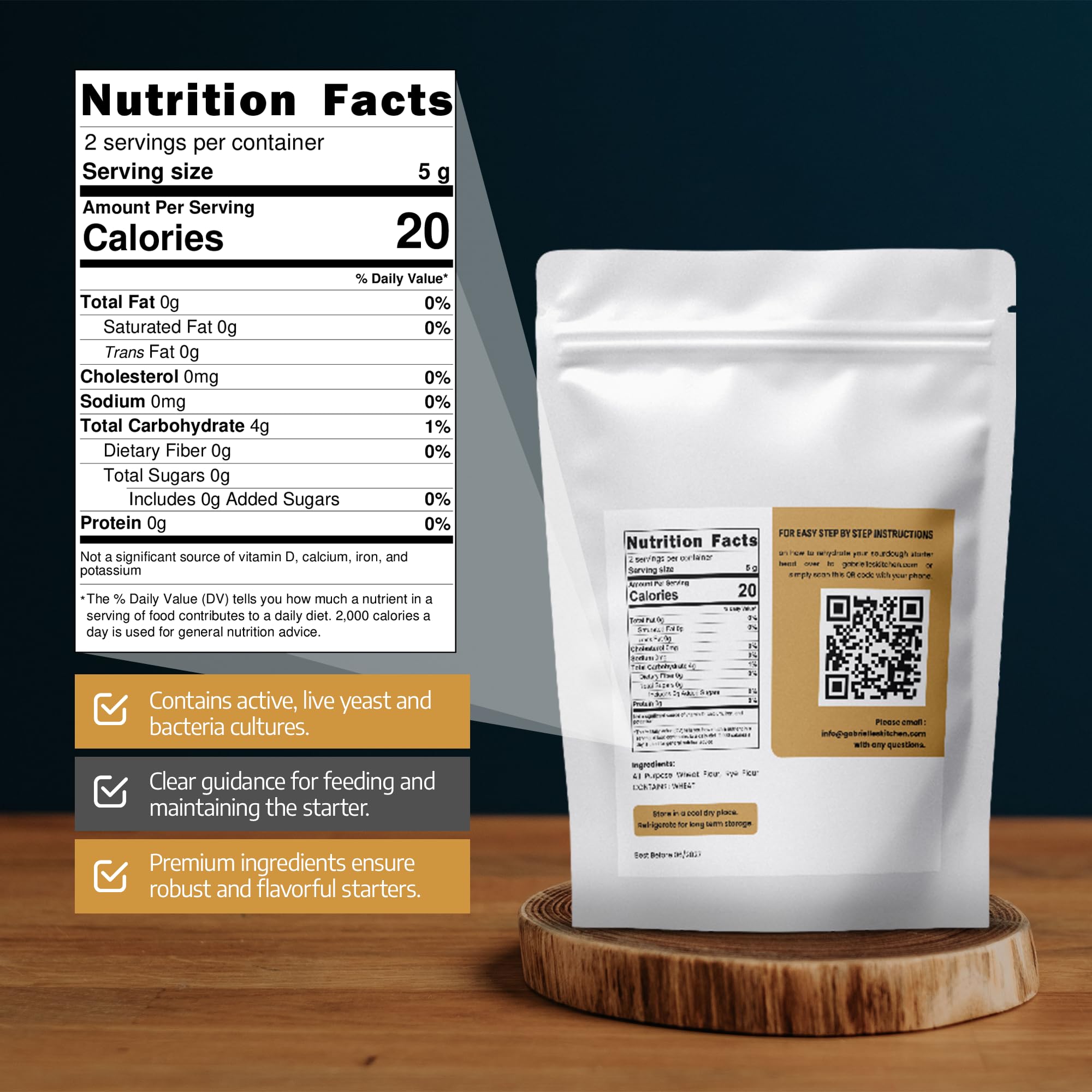 Gabrielle's Kitchen San Francisco Sourdough Starter Culture - Dehydrated Sourdough Flakes for Homemade Bread Baking (48-Hour Activation) | Perfect for Artisan Loaves, Pizza Dough & Family Baking Traditions