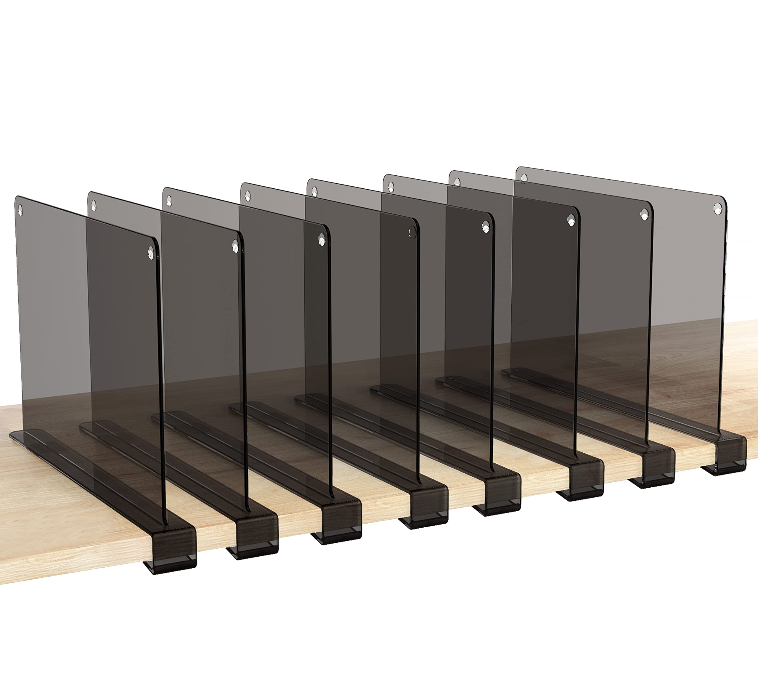 HBlife 8 Pack Grey Shelf Dividers - Adjustable Acrylic Closet Organizer for Sweaters, Shirts & Handbags | Perfect for Bedroom, Kitchen & Bookshelf Organization | Space-Saving Storage Solution for Home & Office